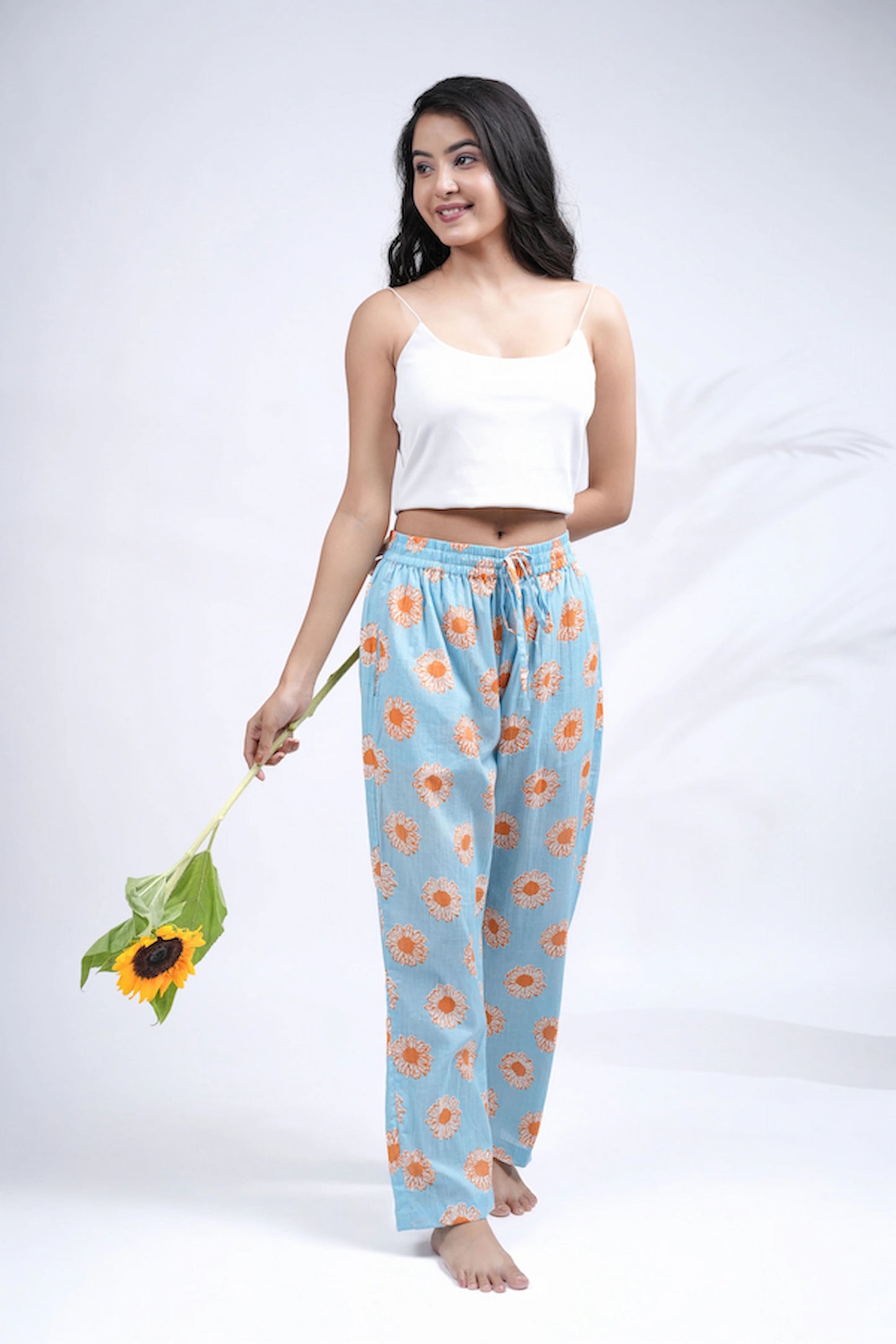 Cotton Pajama Pants Women - Coral Bloom