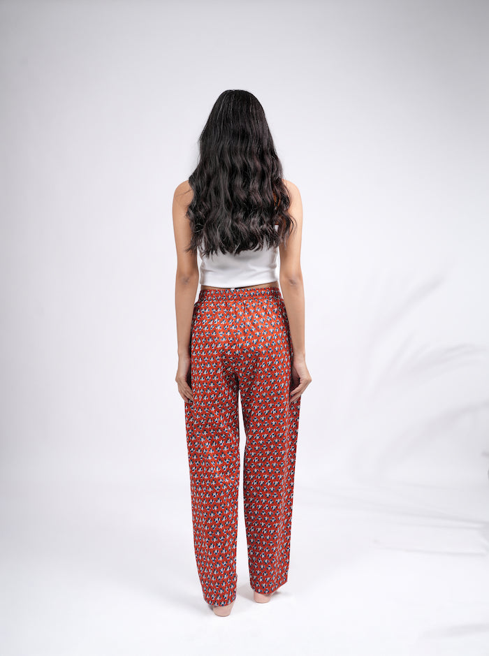 Cotton Pajama Pants Women - Crimson Charm
