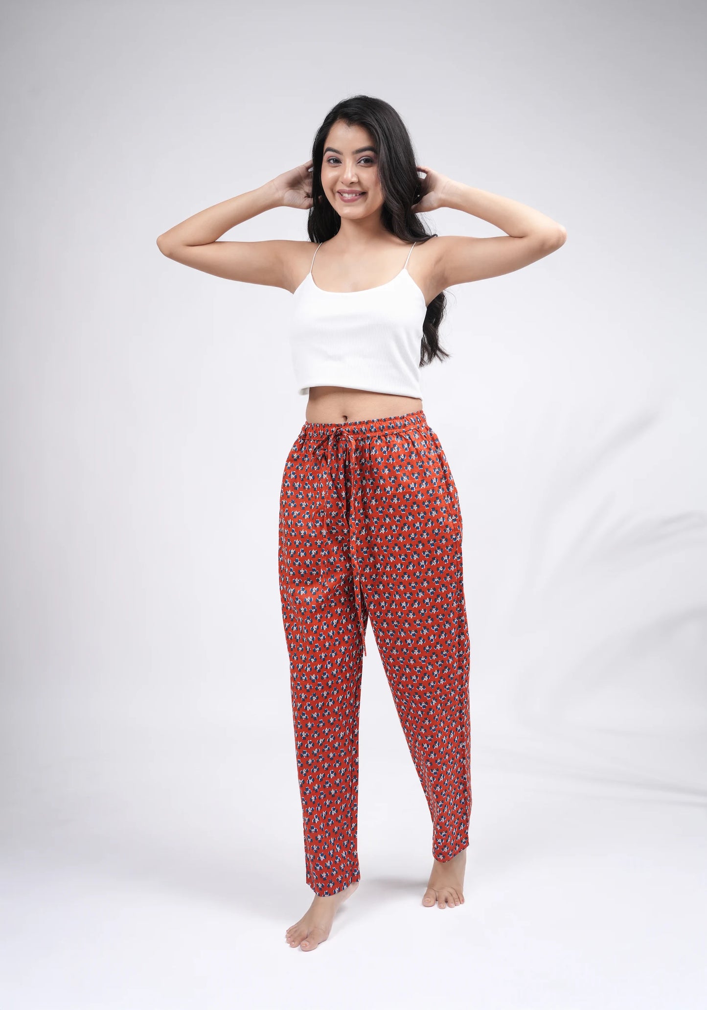 Cotton Pajama Pants Women - Crimson Charm