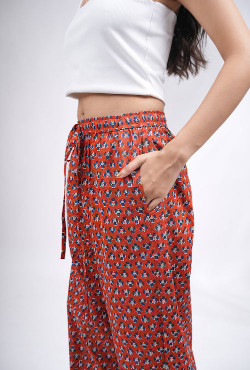 Cotton Pajama Pants Women - Crimson Charm
