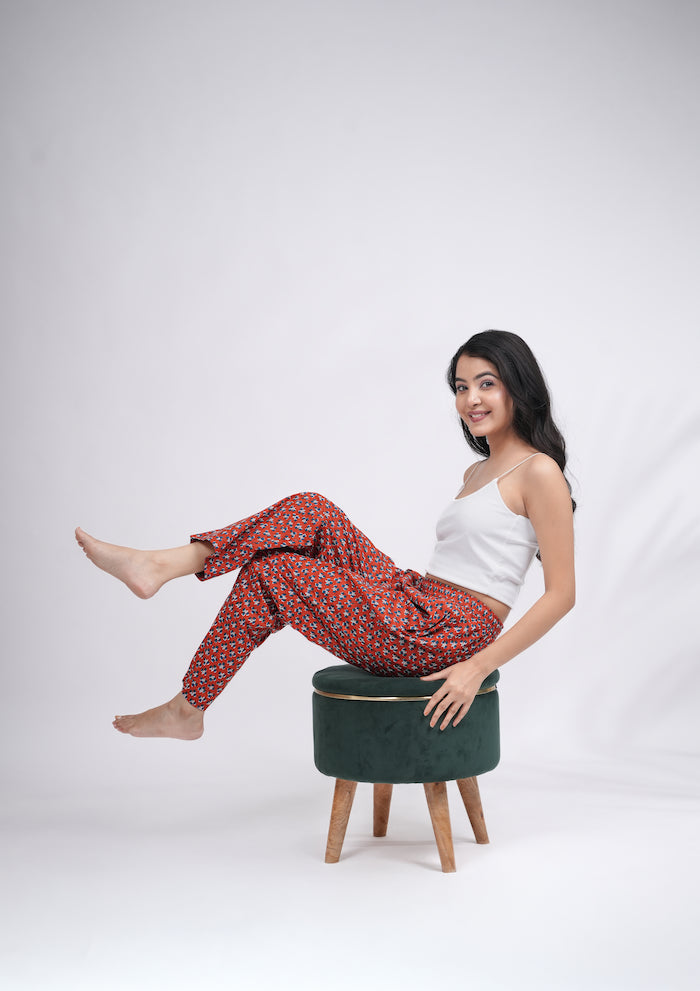 Cotton Pajama Pants Women - Crimson Charm