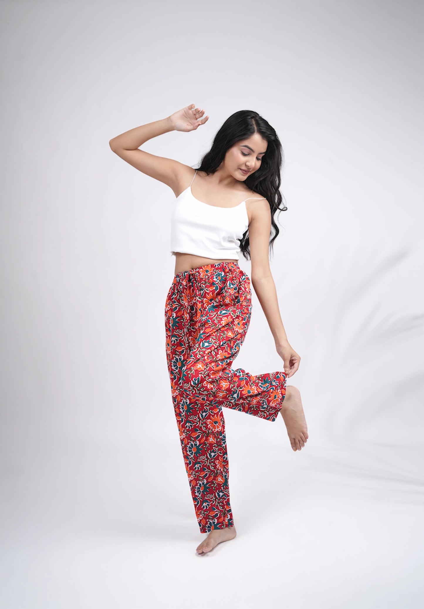 Cotton Pajama Pants Women - Saffron Petals