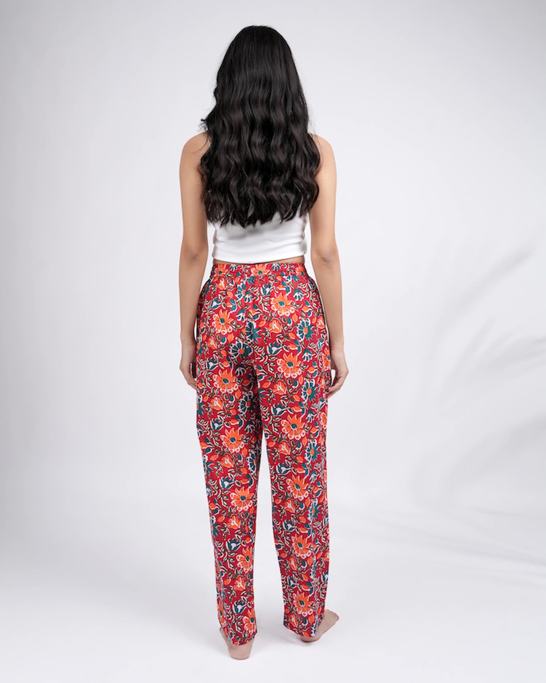 Cotton Pajama Pants Women - Saffron Petals