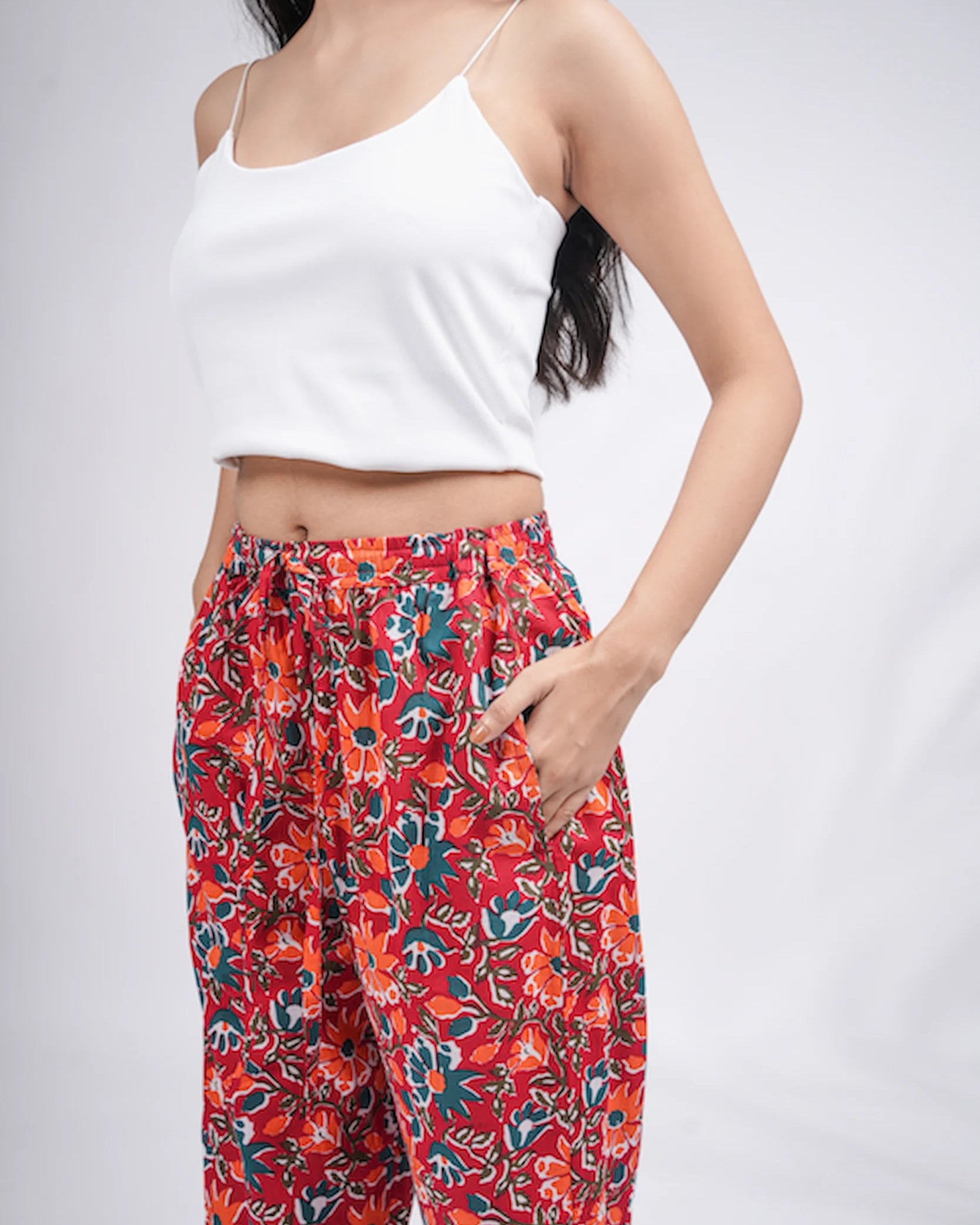 Cotton Pajama Pants Women - Saffron Petals