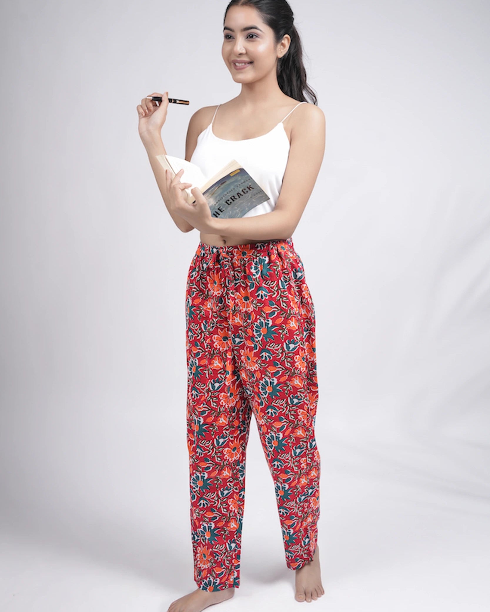 Cotton Pajama Pants Women - Saffron Petals