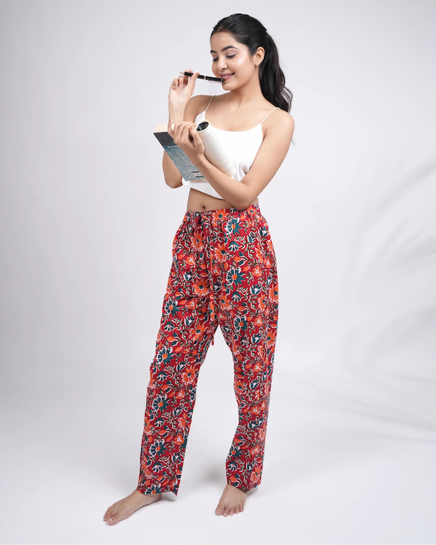 Red Patterned Pajama Pants