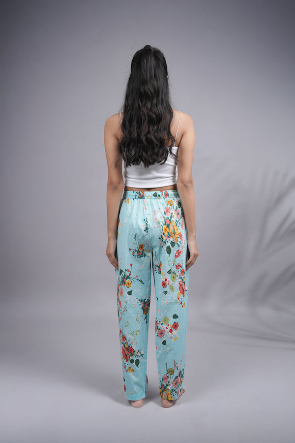 Cotton Pajama Pants Women - Cyan Crush