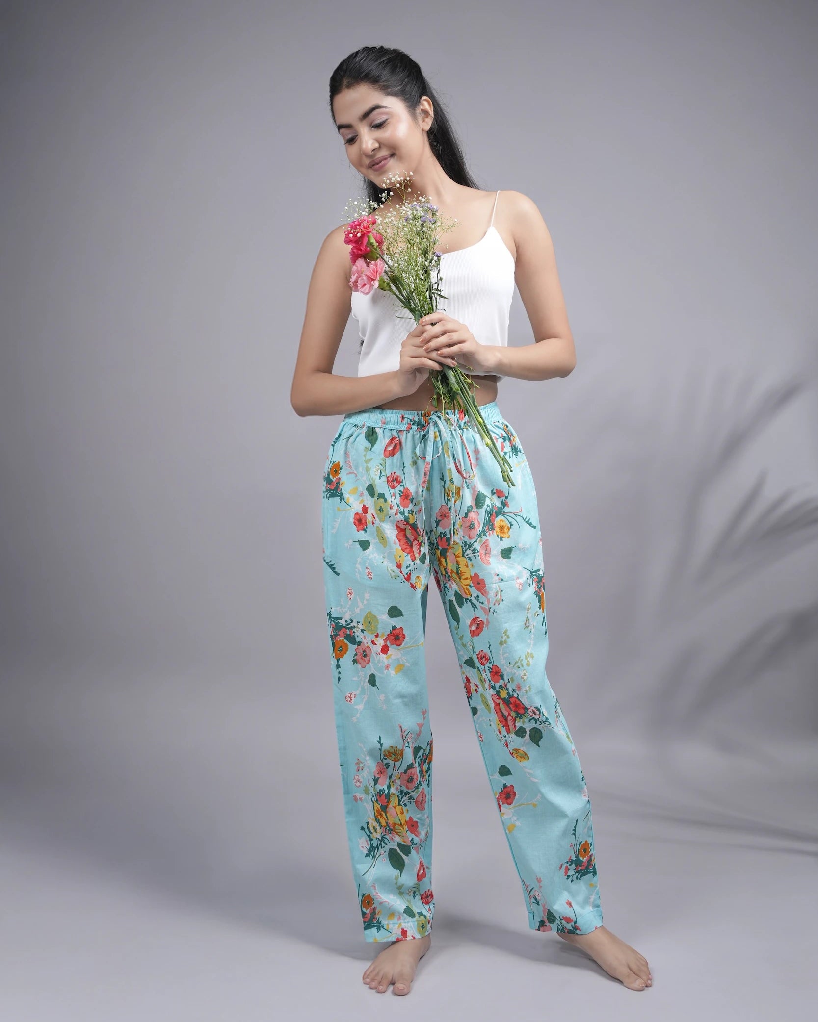 Blue Floral Women Pants
