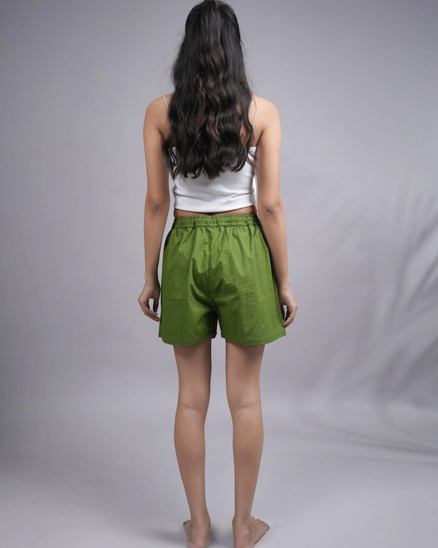 Cotton Poplin Shorts Women - Forest Green