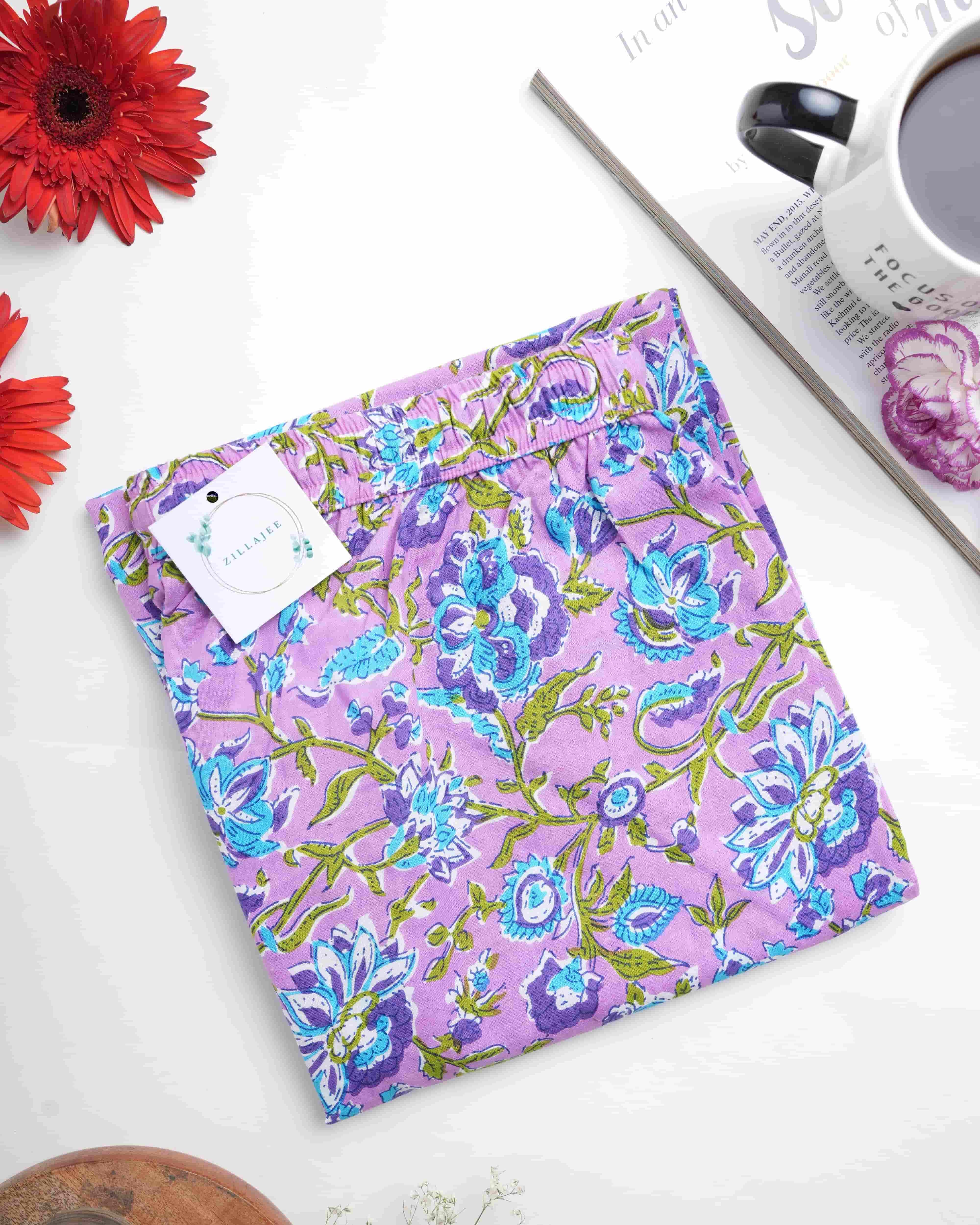 Cotton Pajama Pants Women - Mystic Lavender