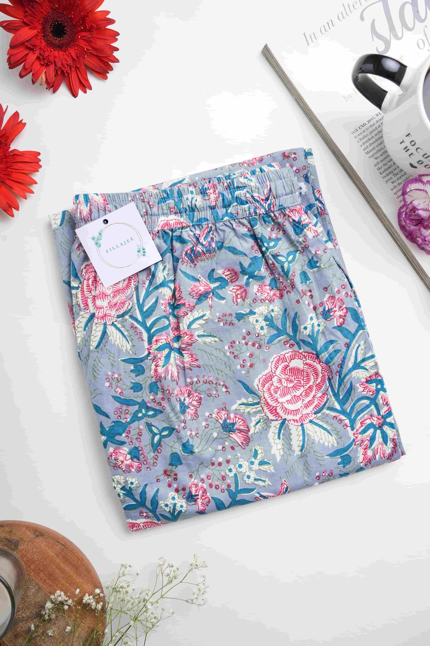 Cotton Pajama Pants Women - Slate Rose