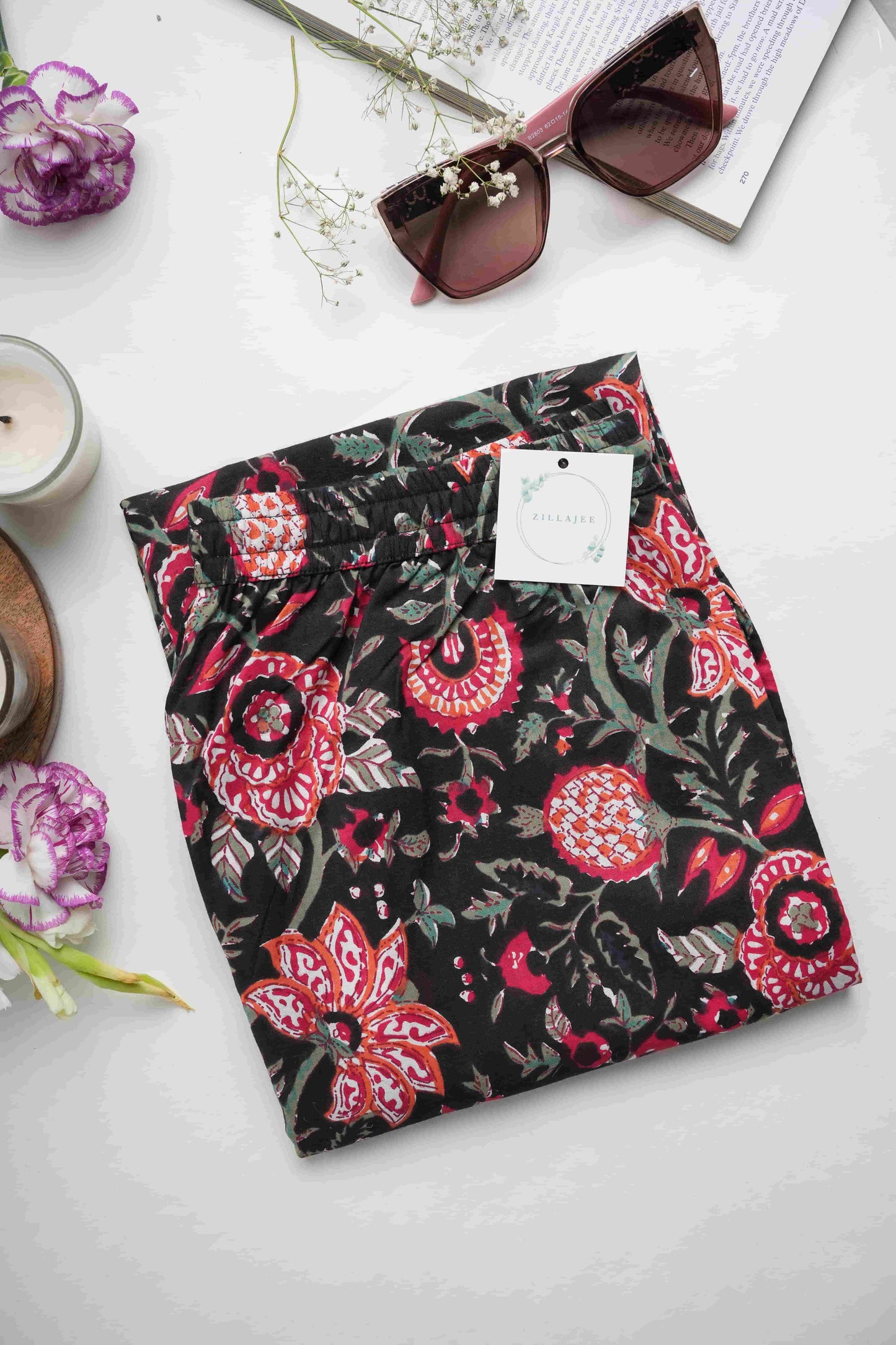Cotton Pajama Pants Women - Fire Petals