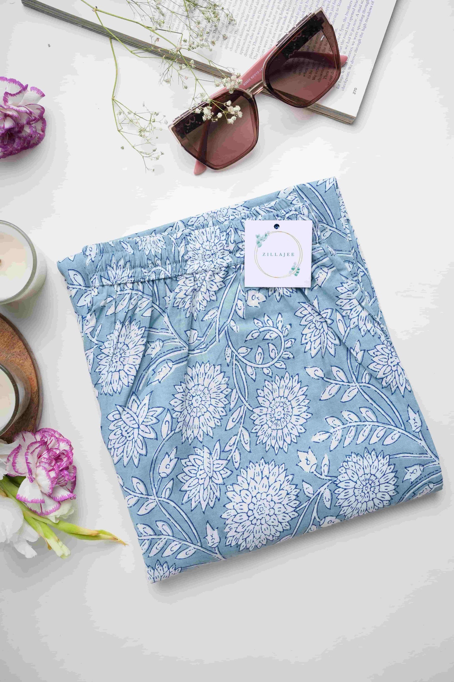 Cotton Pajama Pants Women - Misty Blossom