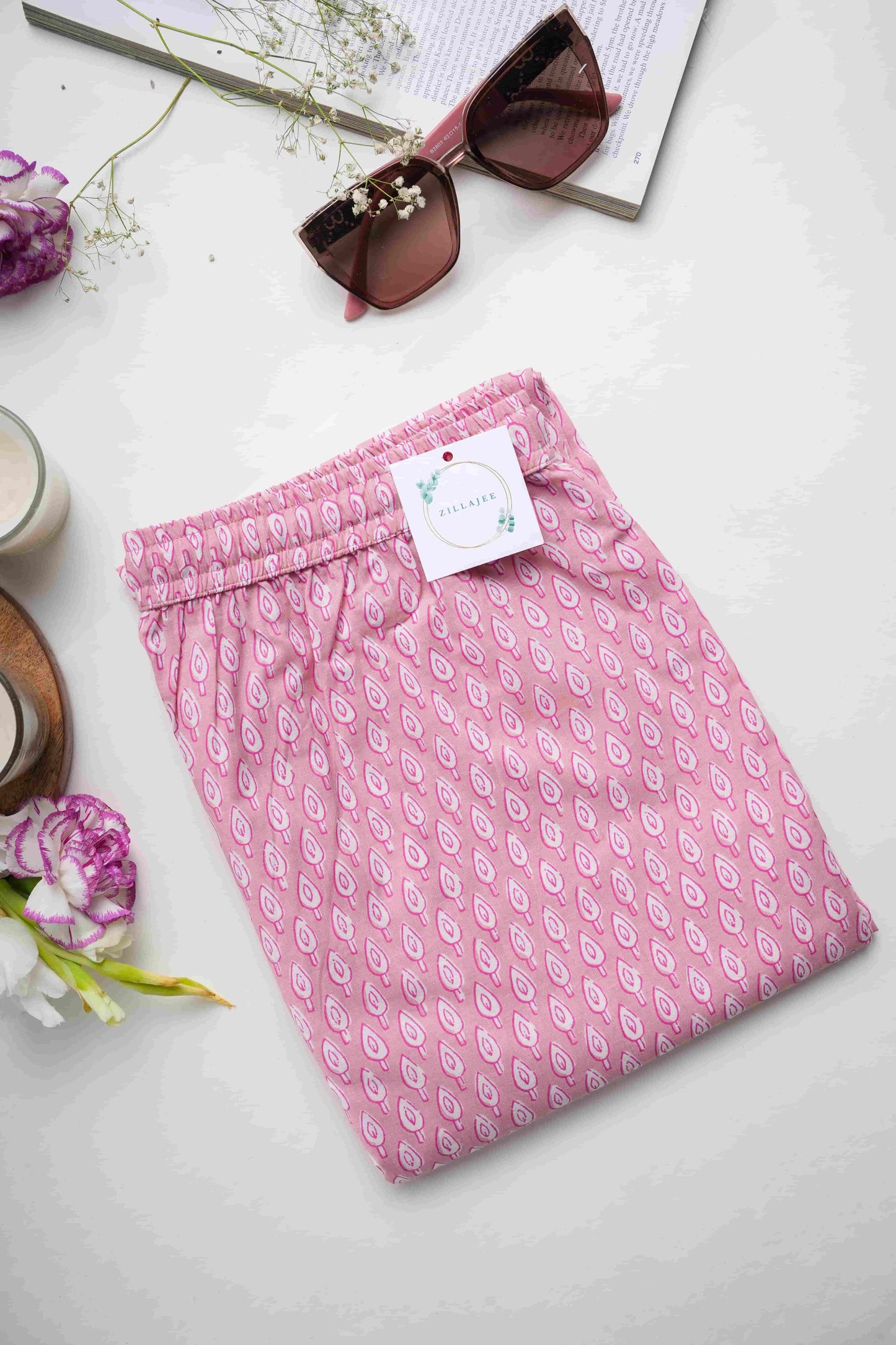 Cotton Pajama Pants Women - Blush Forest