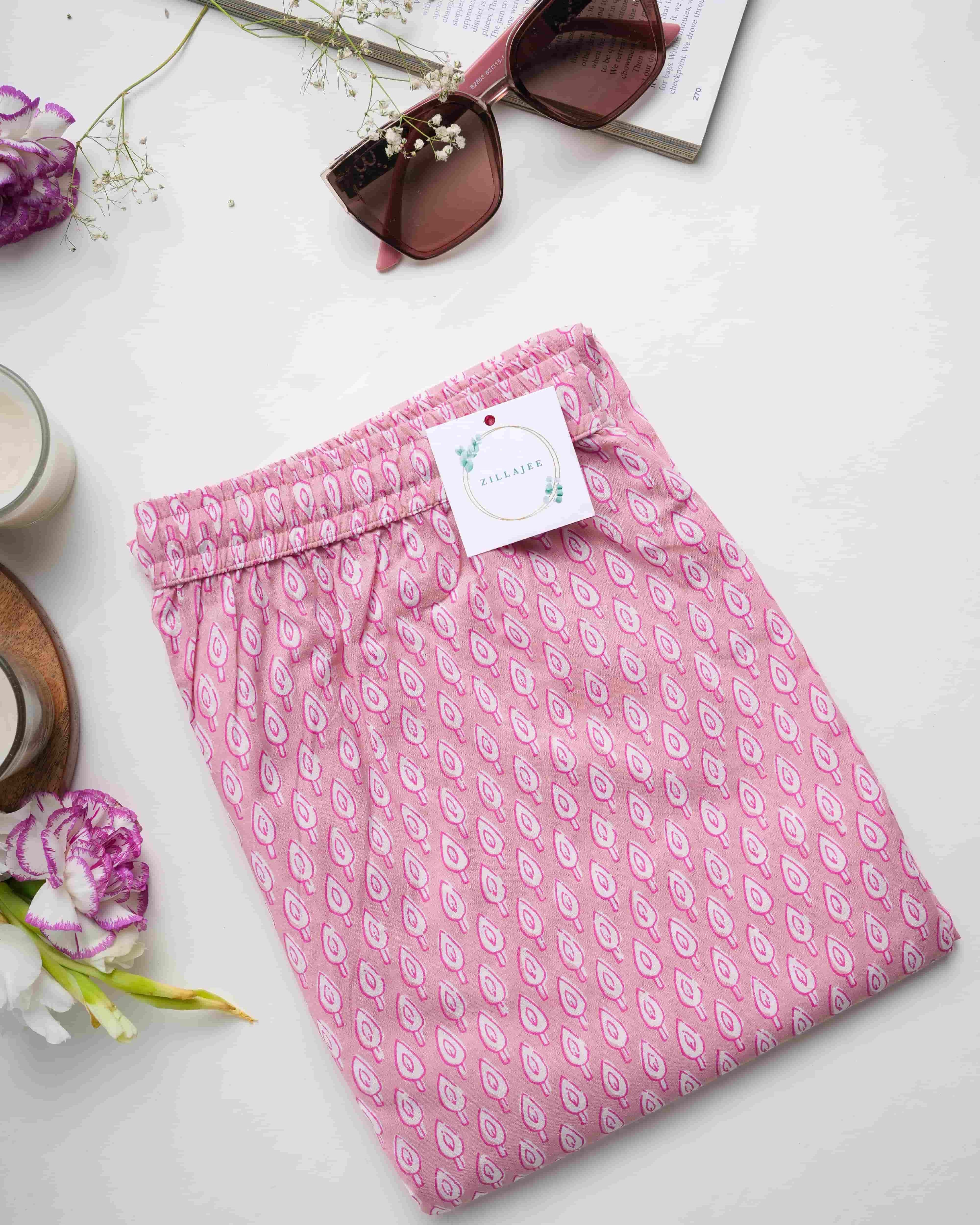Cotton Pajama Pants Women - Blush Forest