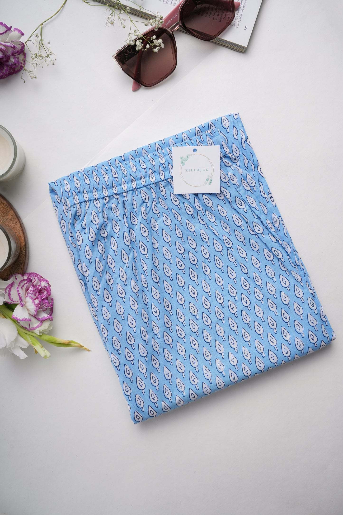 Cotton Pajama Pants Women - Tranquil Blue