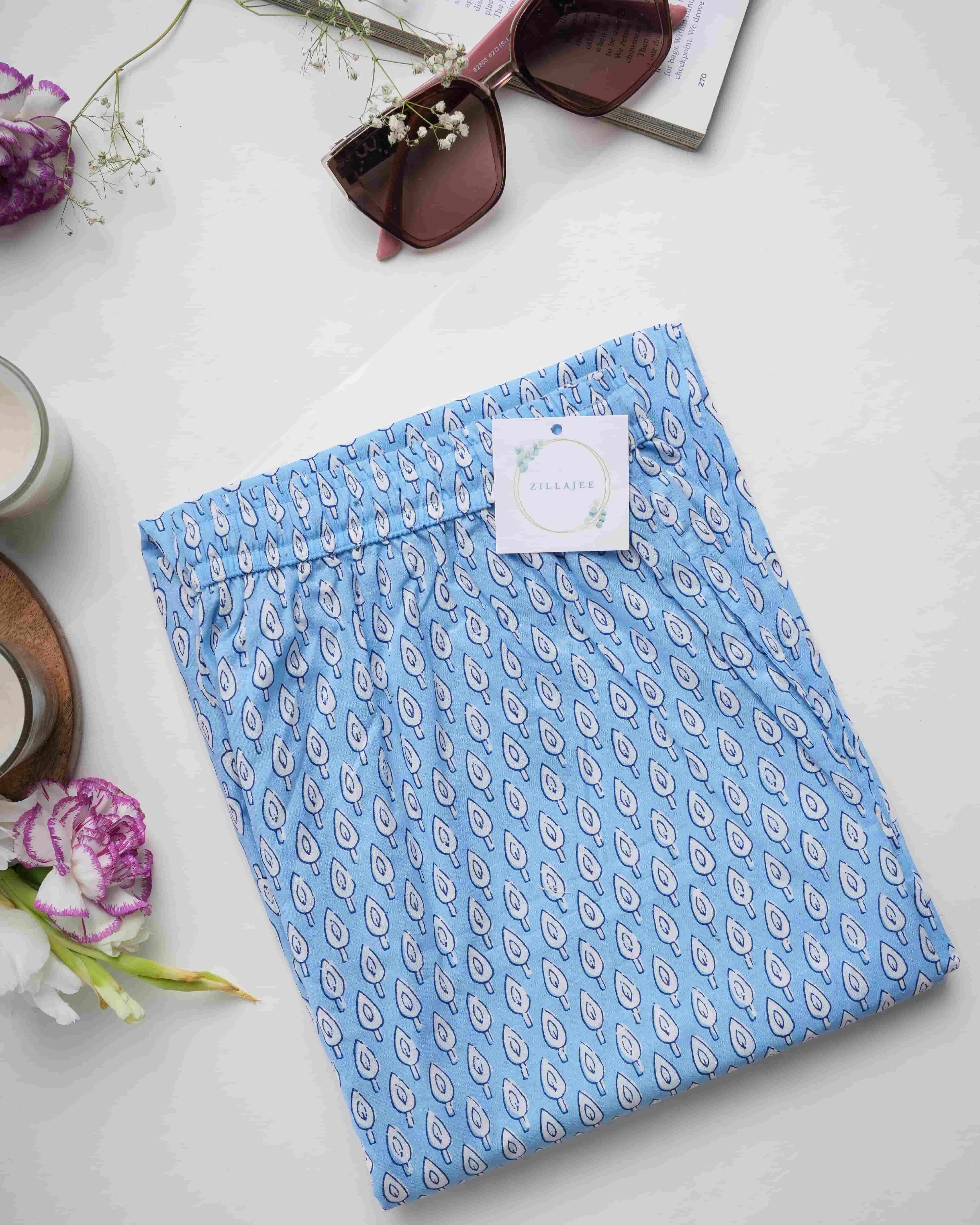 Cotton Pajama Pants Women - Tranquil Blue