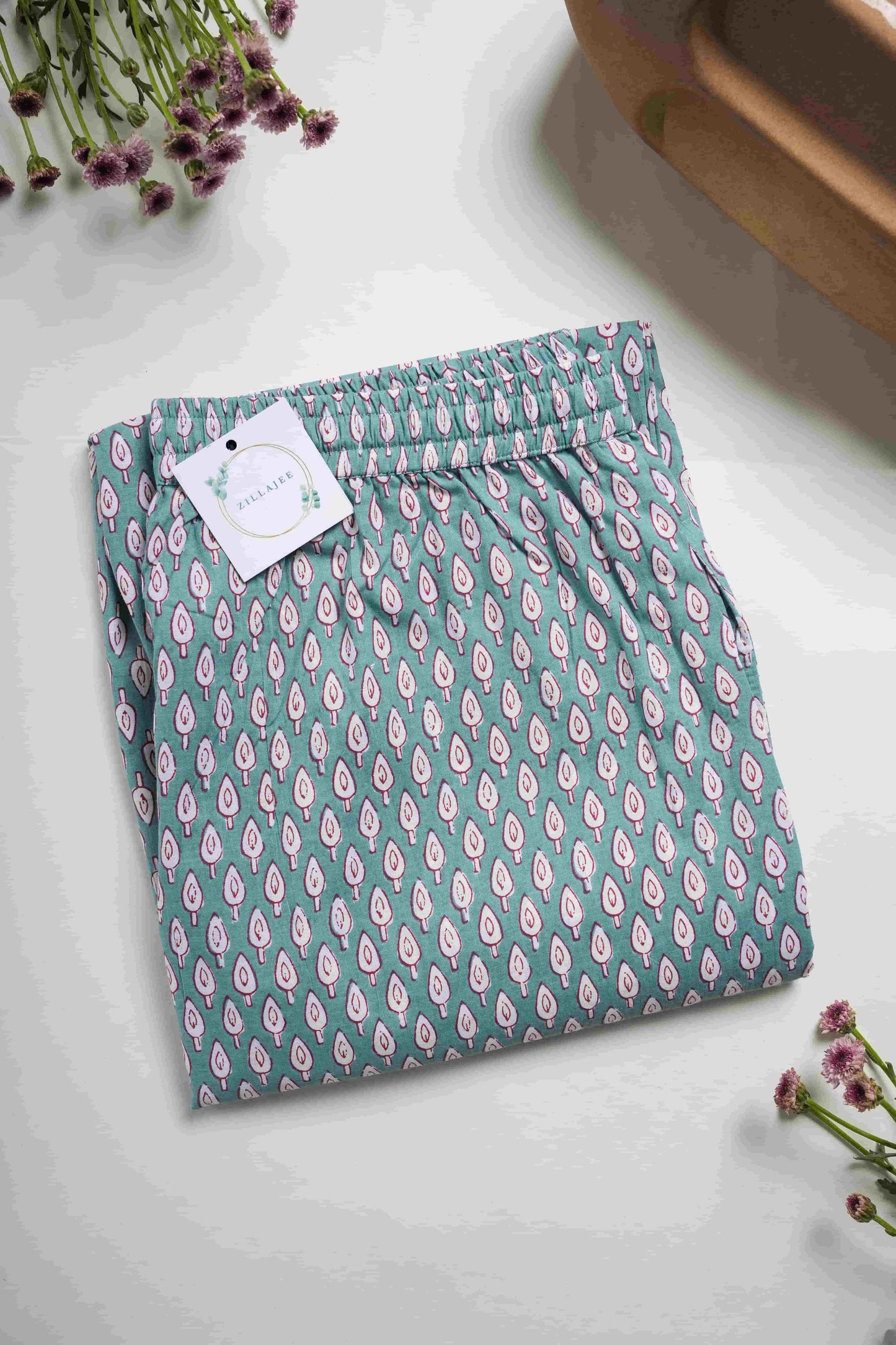 Cotton Pajama Pants Women - Festive Fir