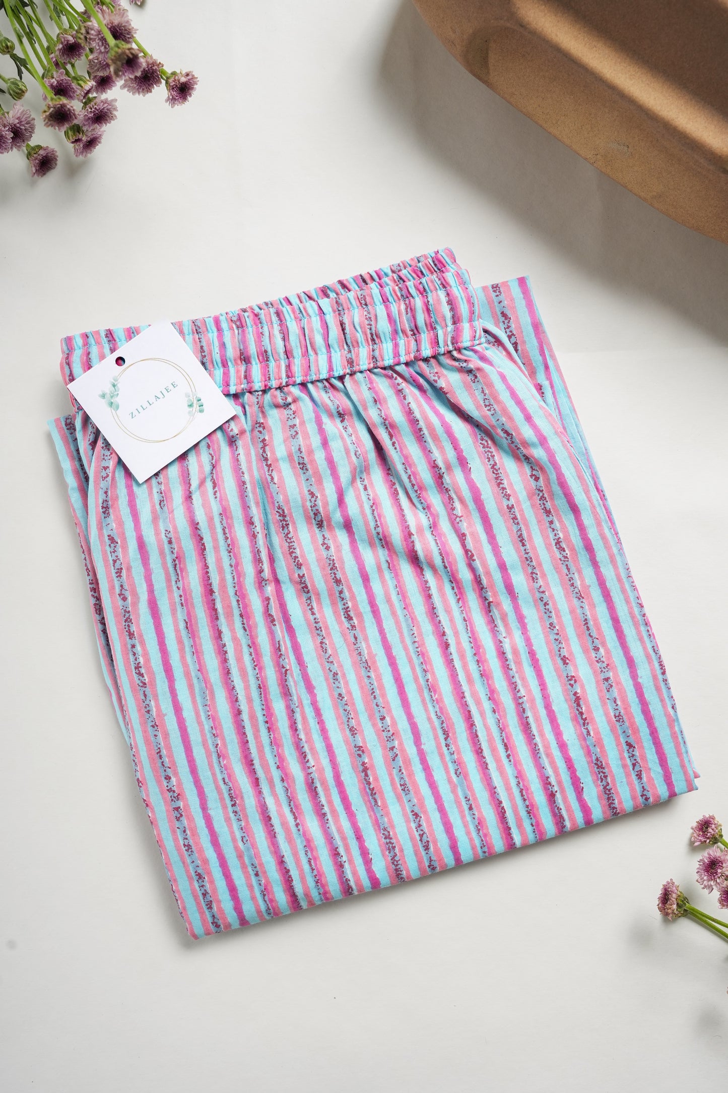Cotton Pajama Pants Women - Pink Horizon