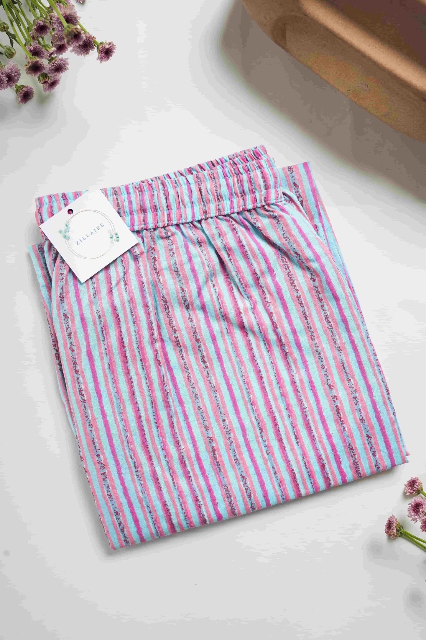 Cotton Pajama Pants Women - Pink Horizon