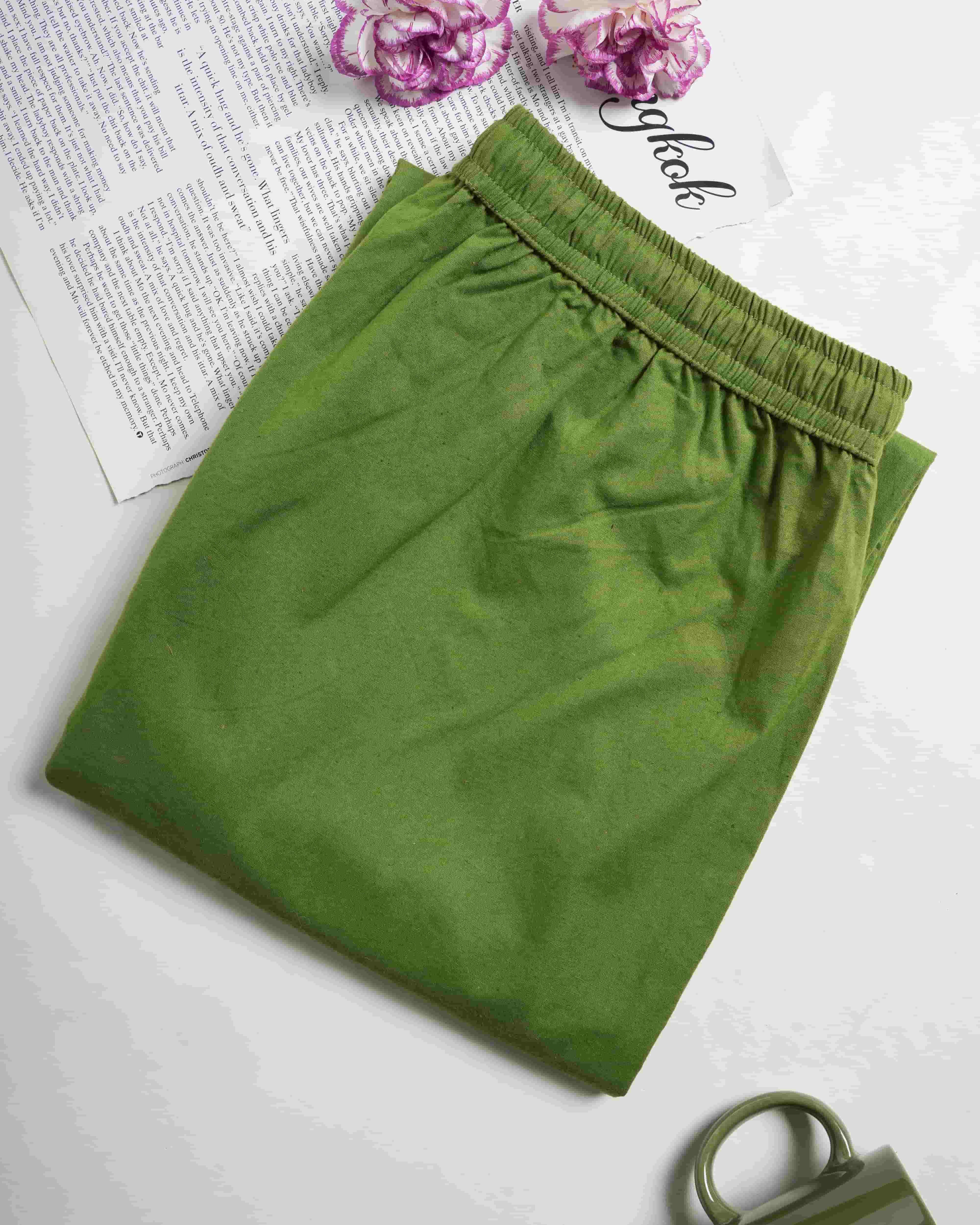 Cotton Poplin Lounge Pants Women - Forest Green