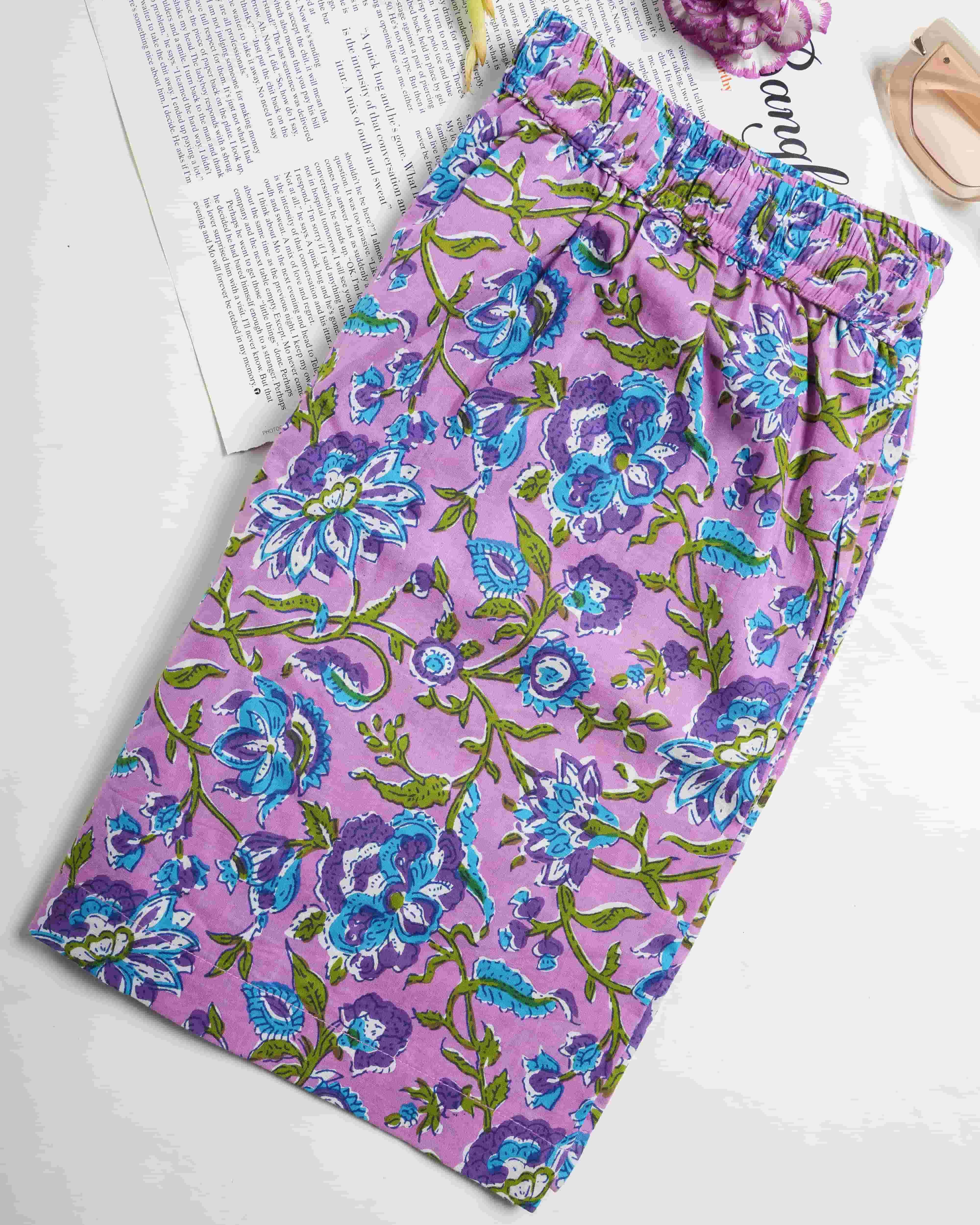 Cotton Pajama Shorts Women - Mystic Lavender