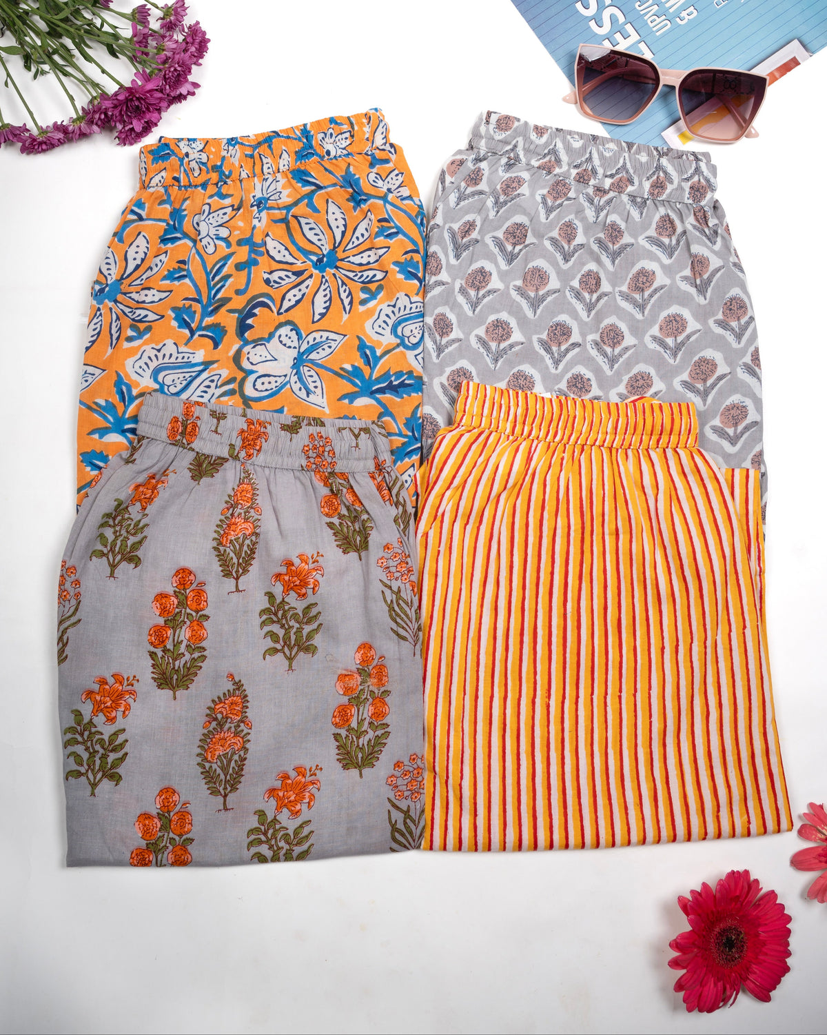 Cotton Pajama Pants Women - 4-Pack Bundle