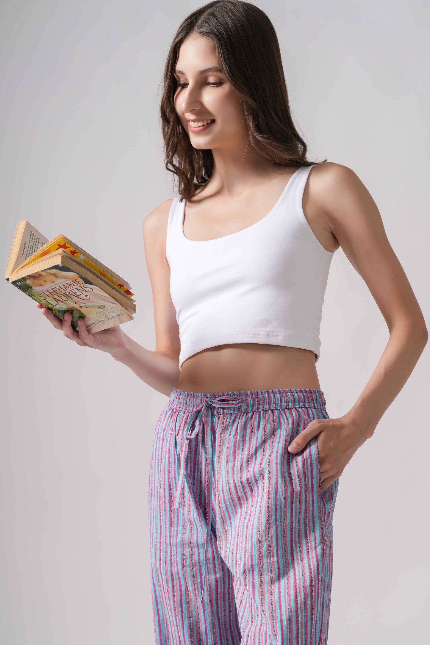 Purple Line Cotton Pajama