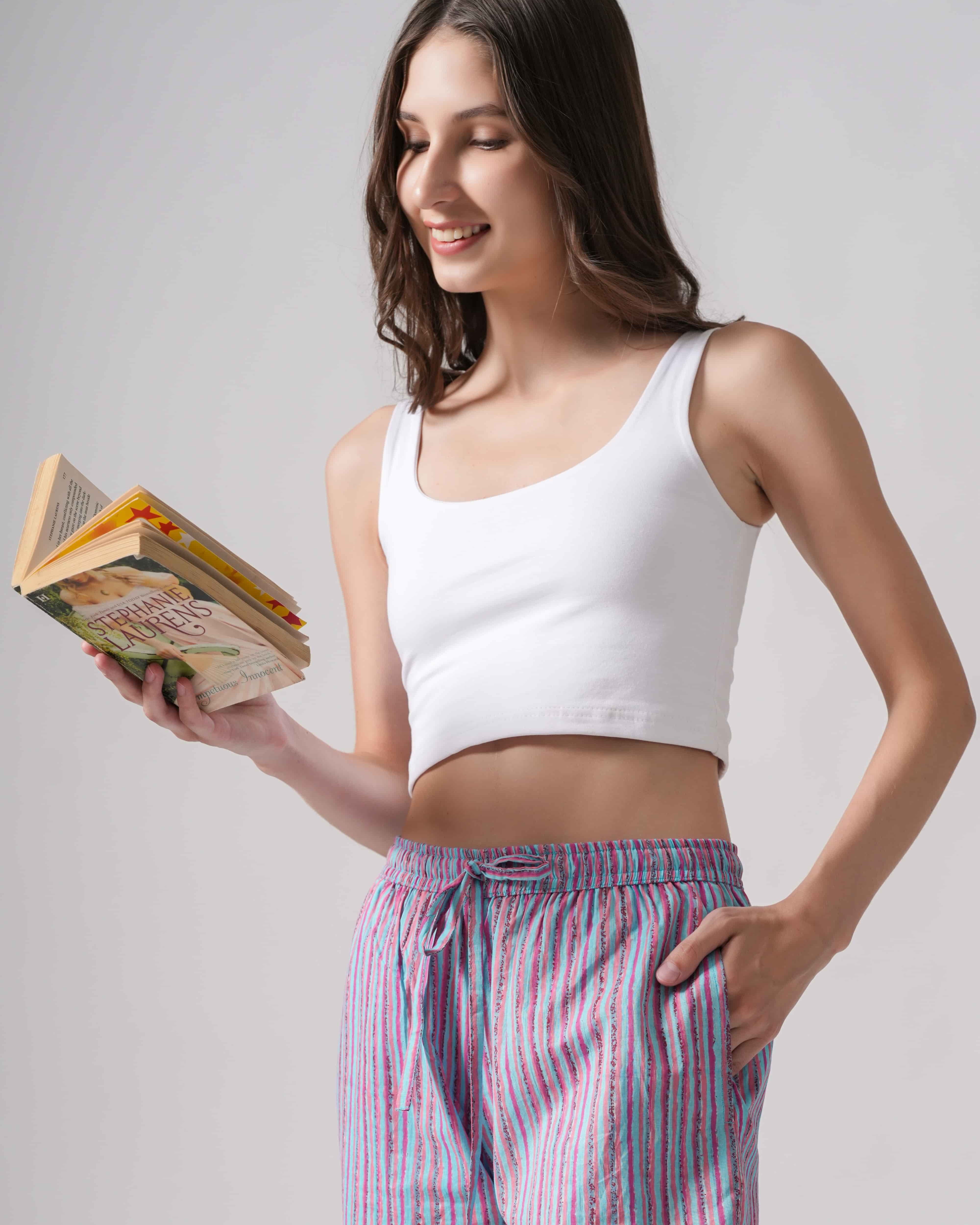 Purple Line Cotton Pajama
