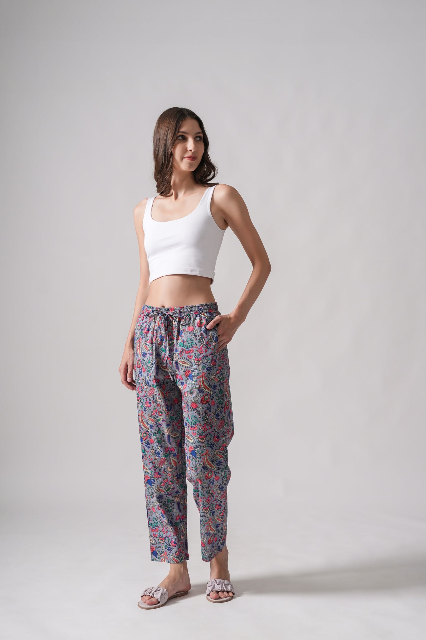 Cotton Pajama Pants Women - Gray Splendor