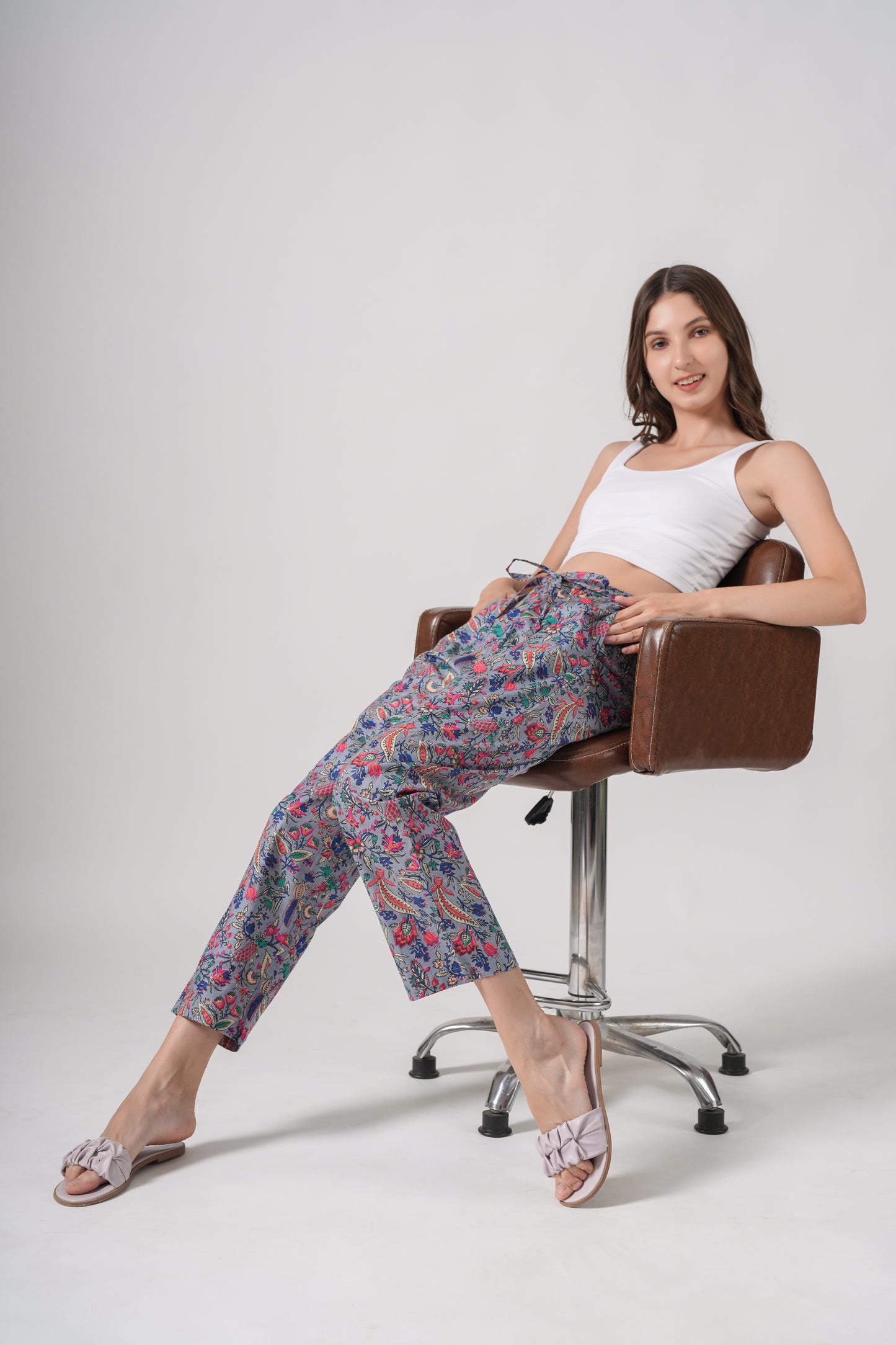 Cotton Pajama Pants Women - Gray Splendor