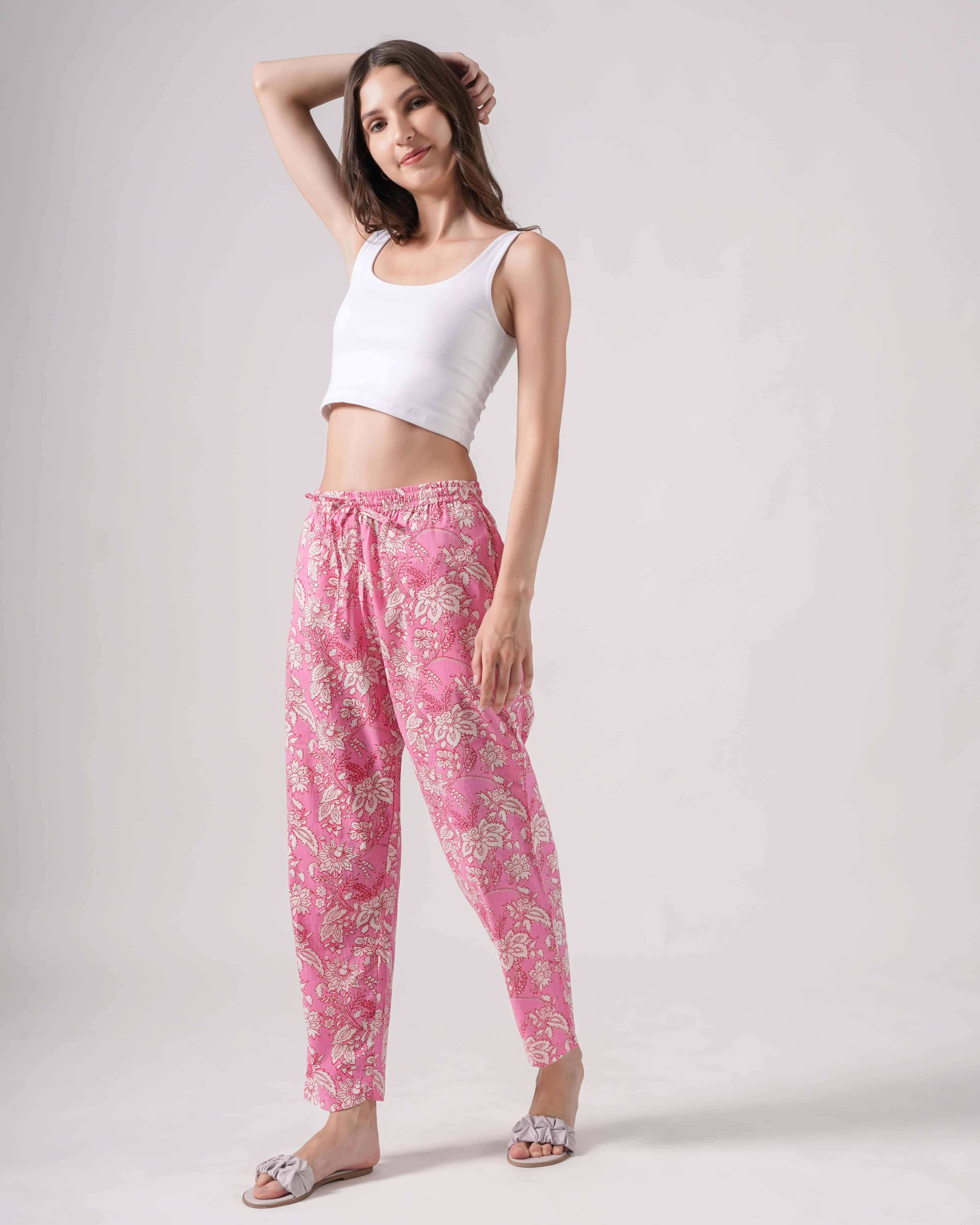 Cotton Pajama Pants Women - Floral Fantasy