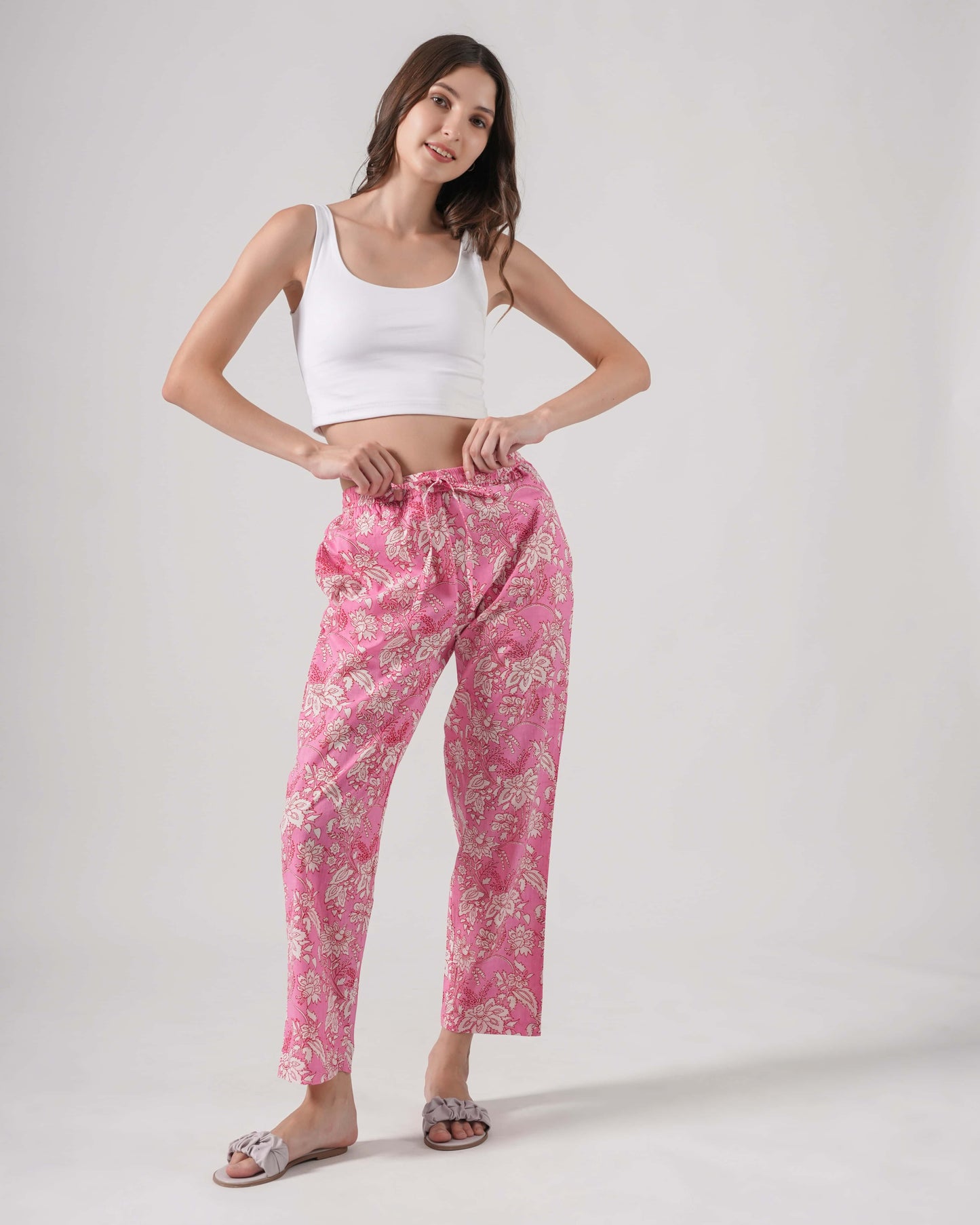 Cotton Pajama Pants Women - Floral Fantasy