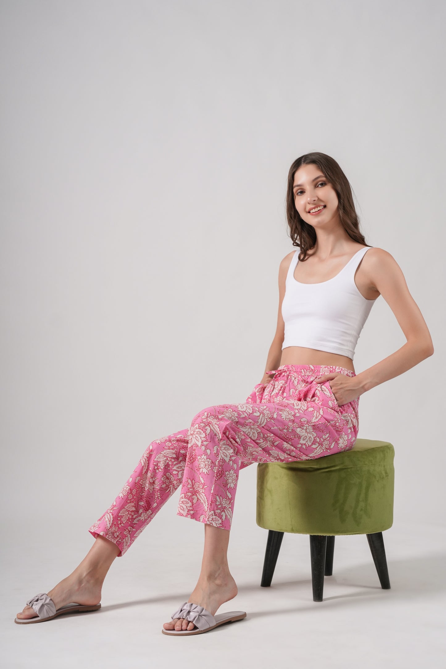 Cotton Pajama Pants Women - Floral Fantasy