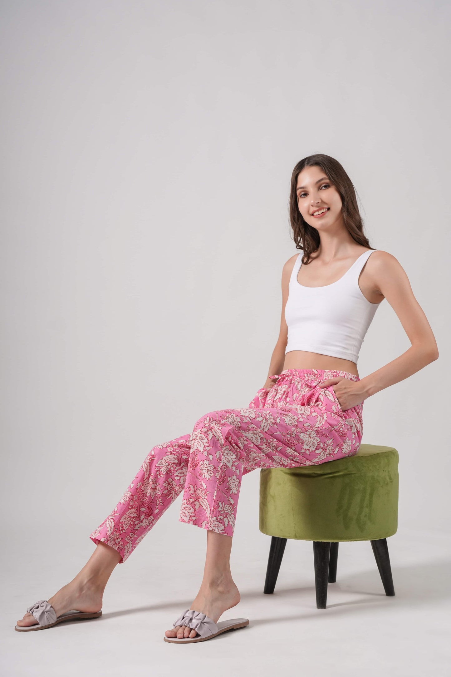 Cotton Pajama Pants Women - Floral Fantasy