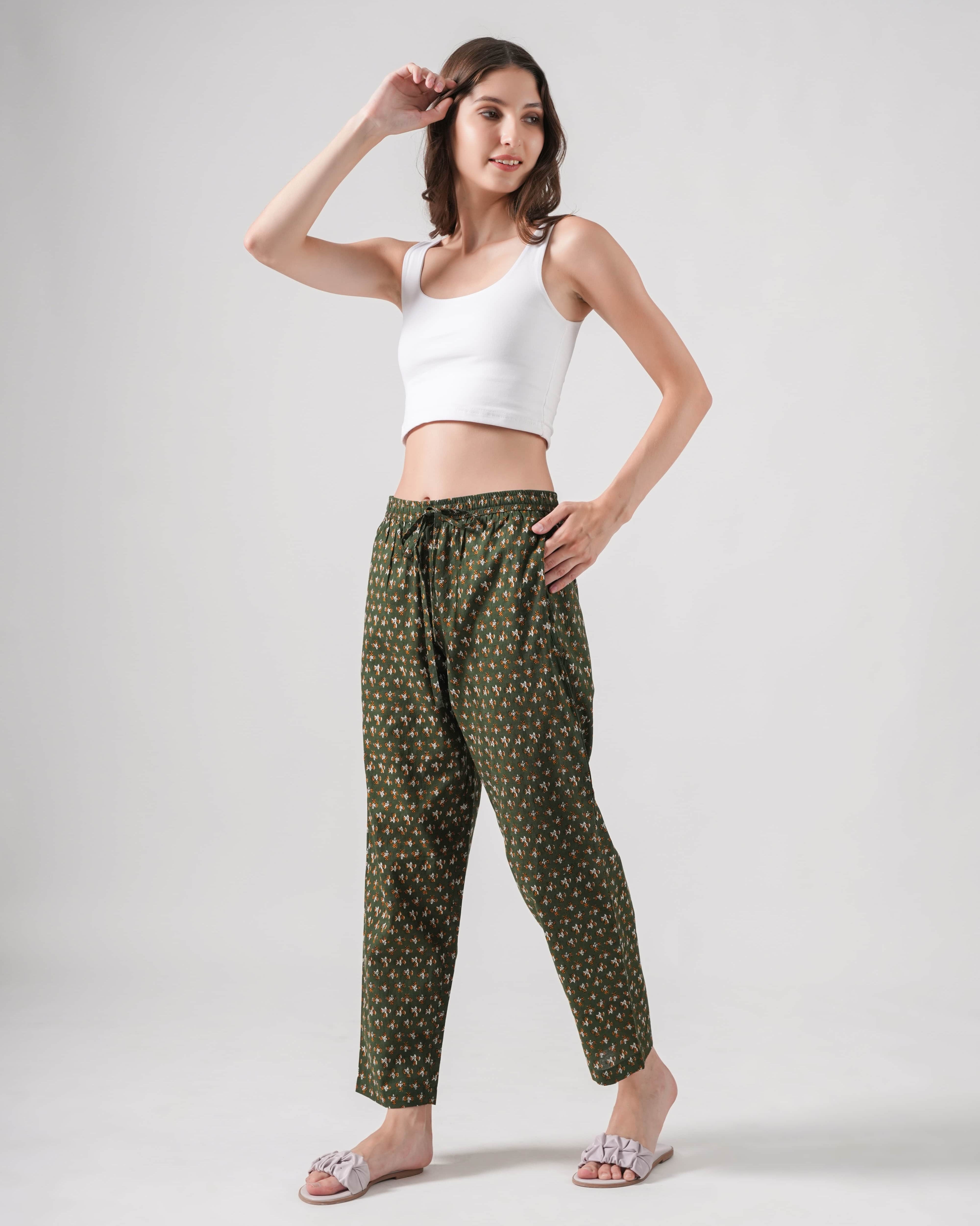 Cotton Pajama Pants Women - Citrus Meadow