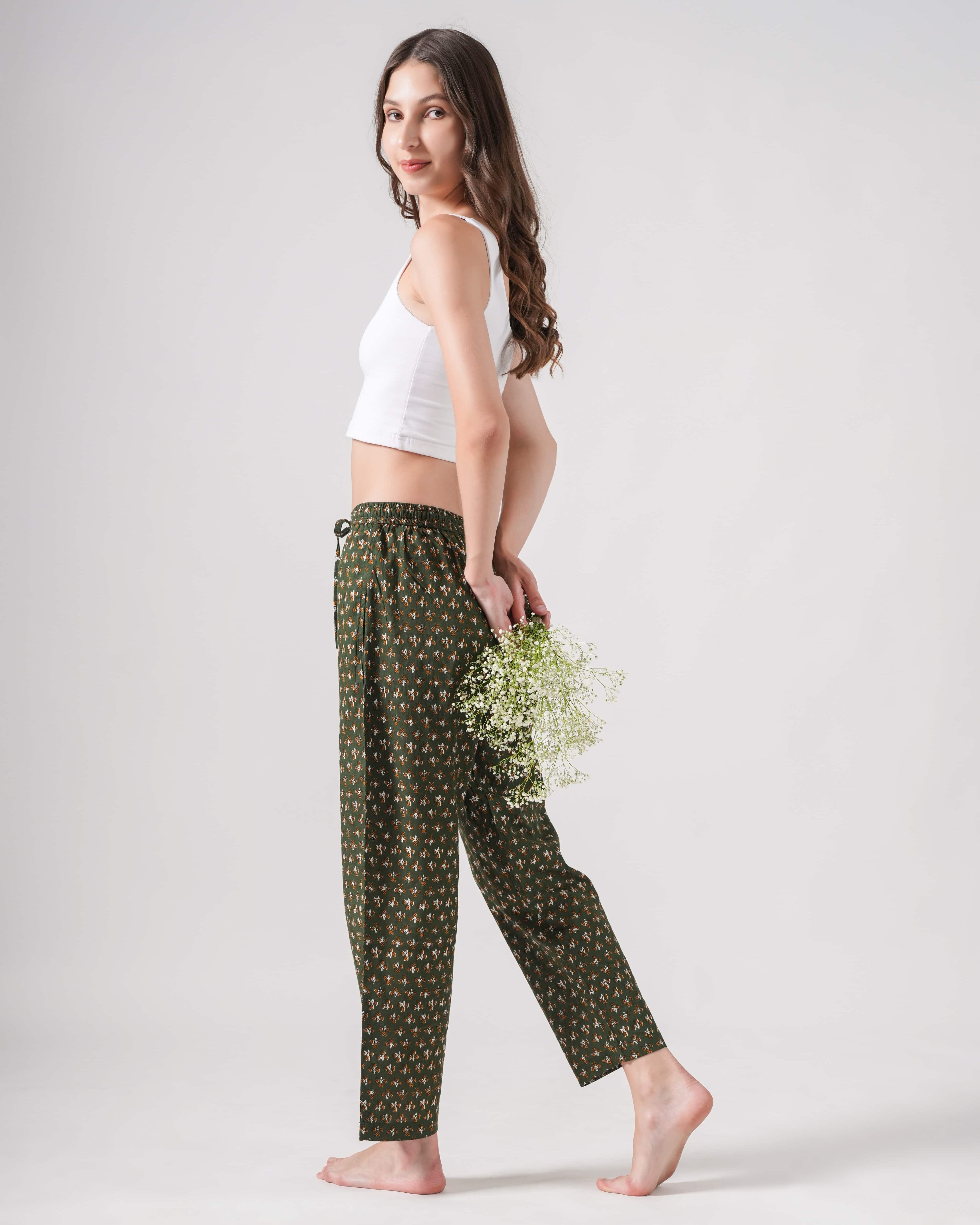 Cotton Pajama Pants Women - Citrus Meadow
