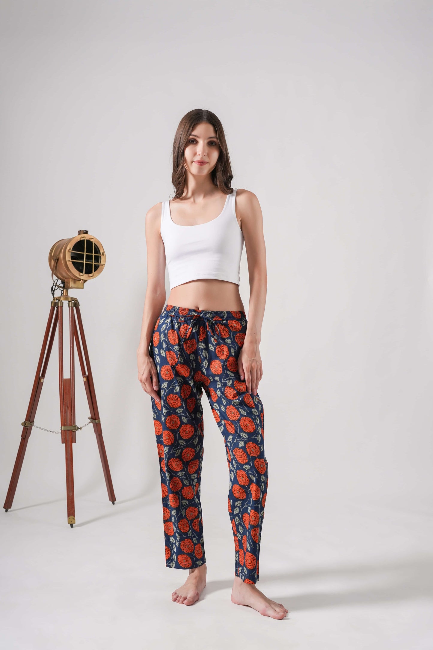 Cotton Pajama Pants Women - Midnight Marigold