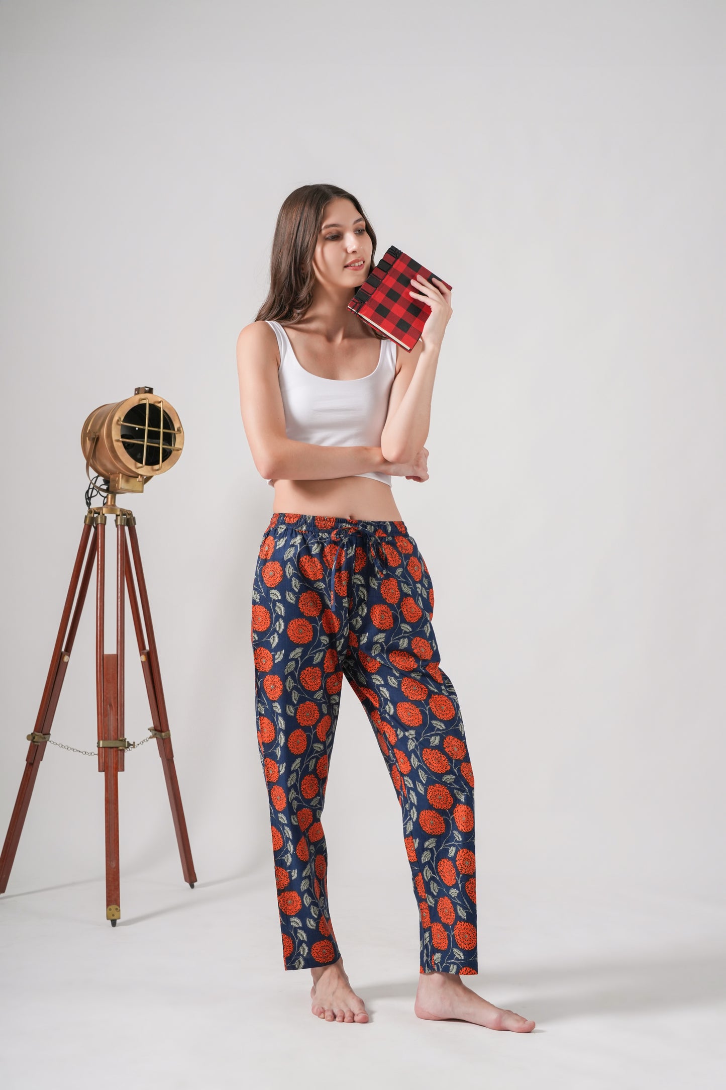Cotton Pajama Pants Women - Midnight Marigold