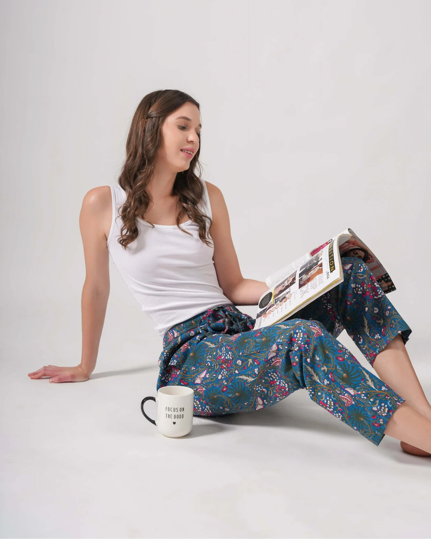 Cotton Pajama Pants Women - Midnight Butterfly