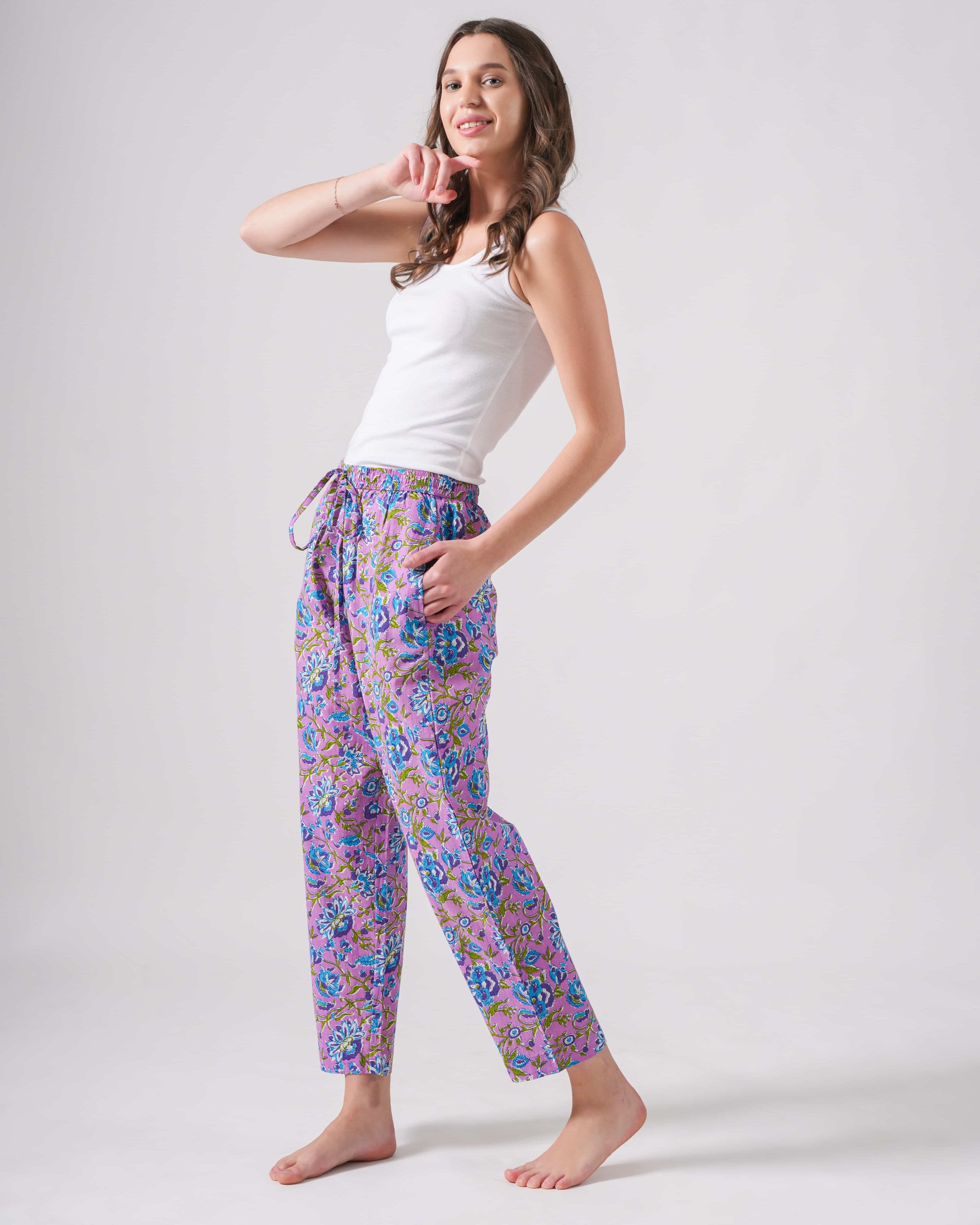 Cotton Pajama Pants Women - Mystic Lavender