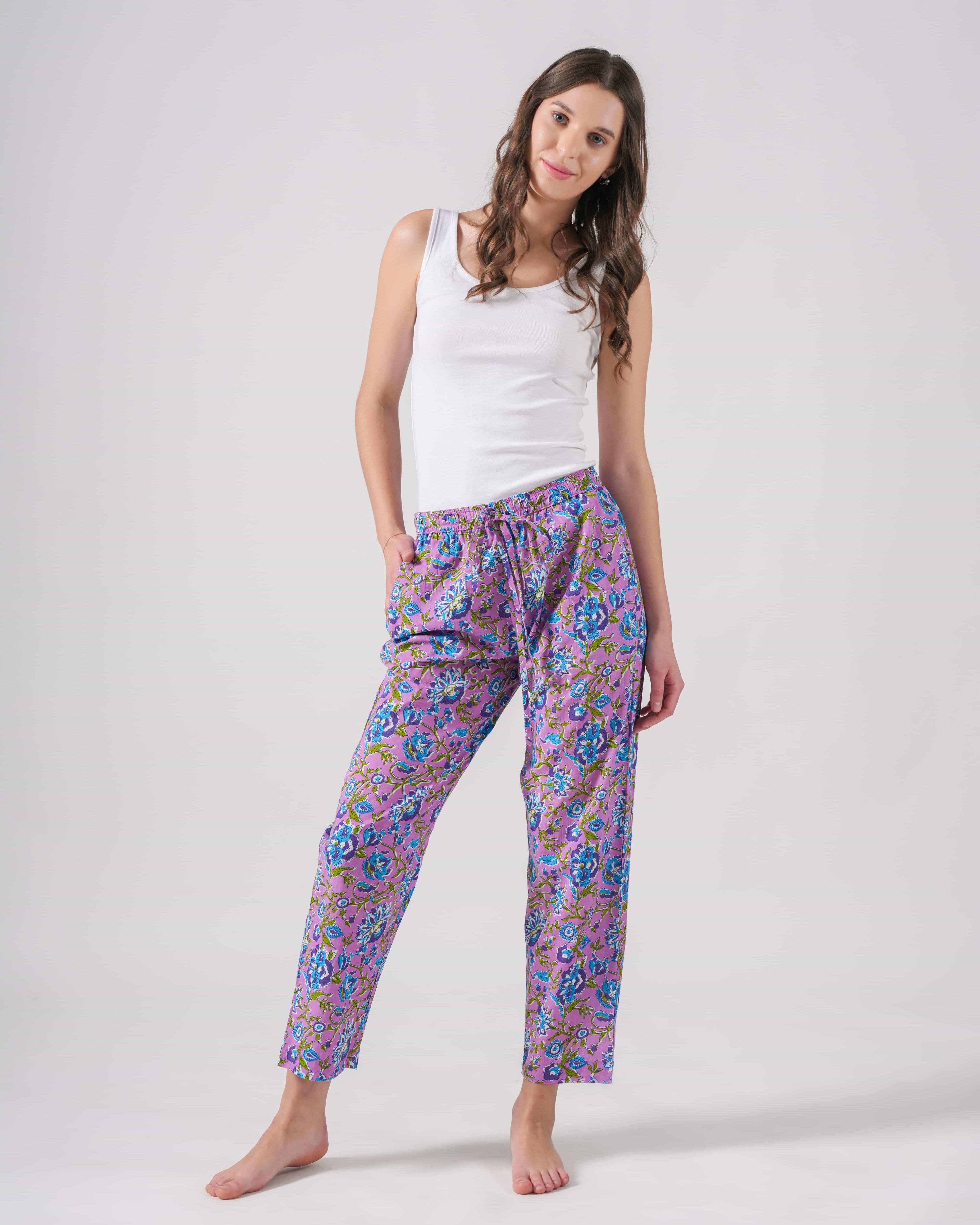 Cotton Pajama Pants Women - Mystic Lavender