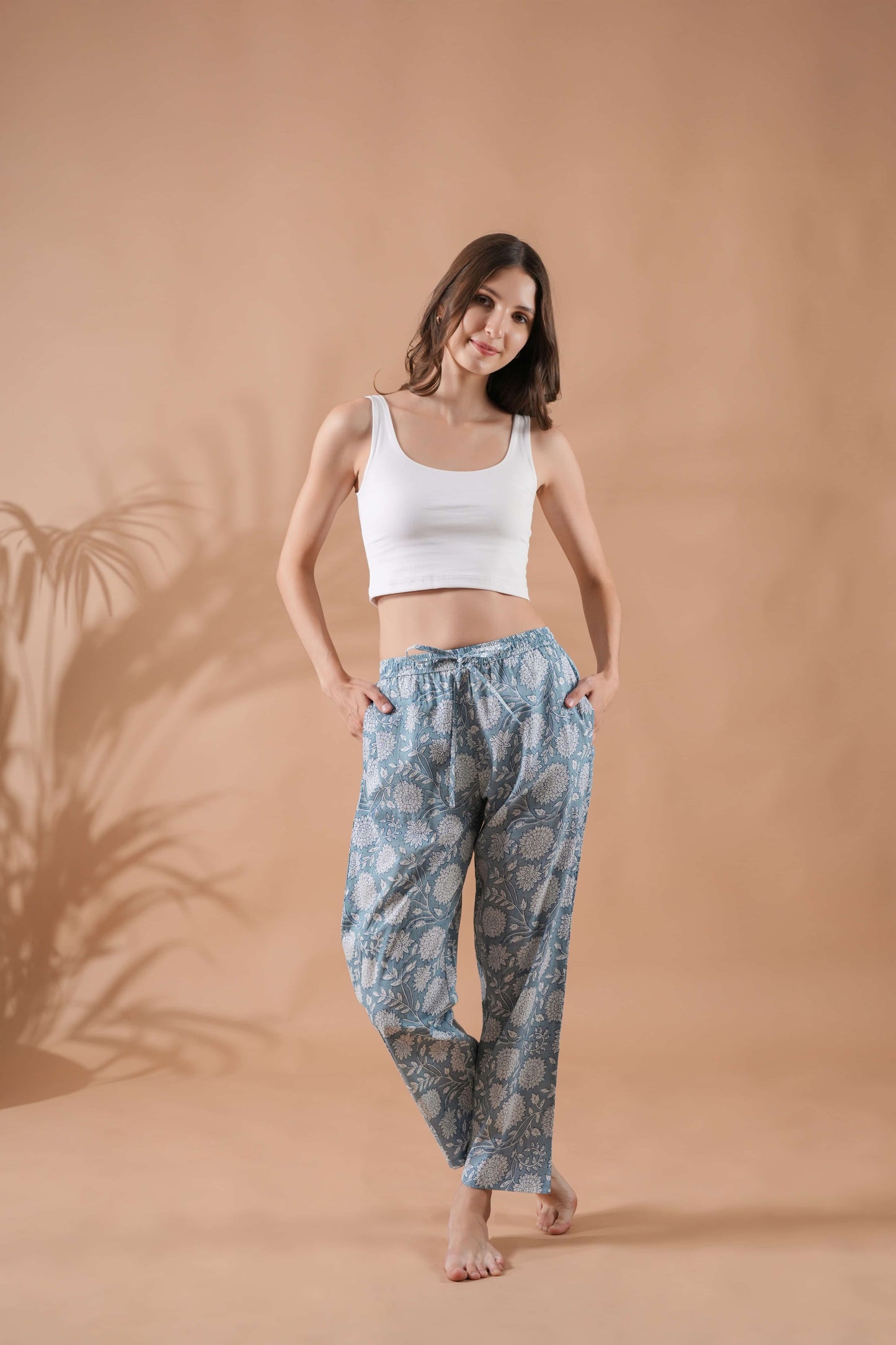 Cotton Pajama Pants Women - Misty Blossom