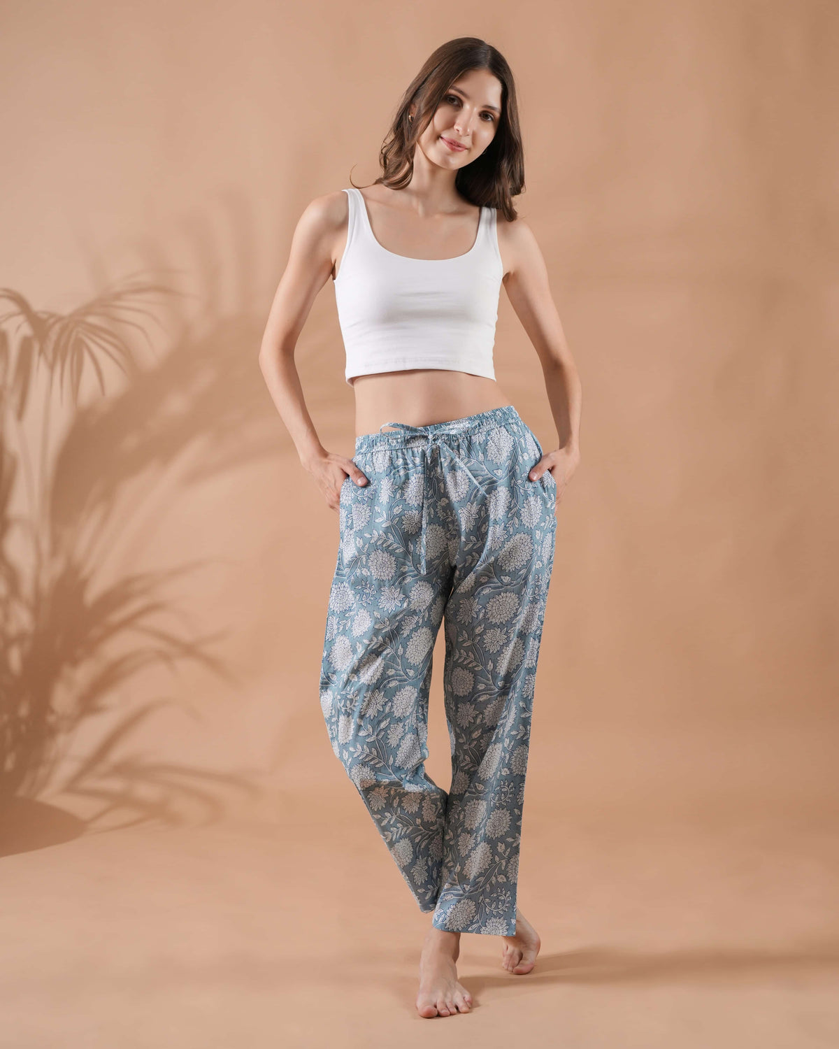 Cotton Pajama Pants Women - Misty Blossom