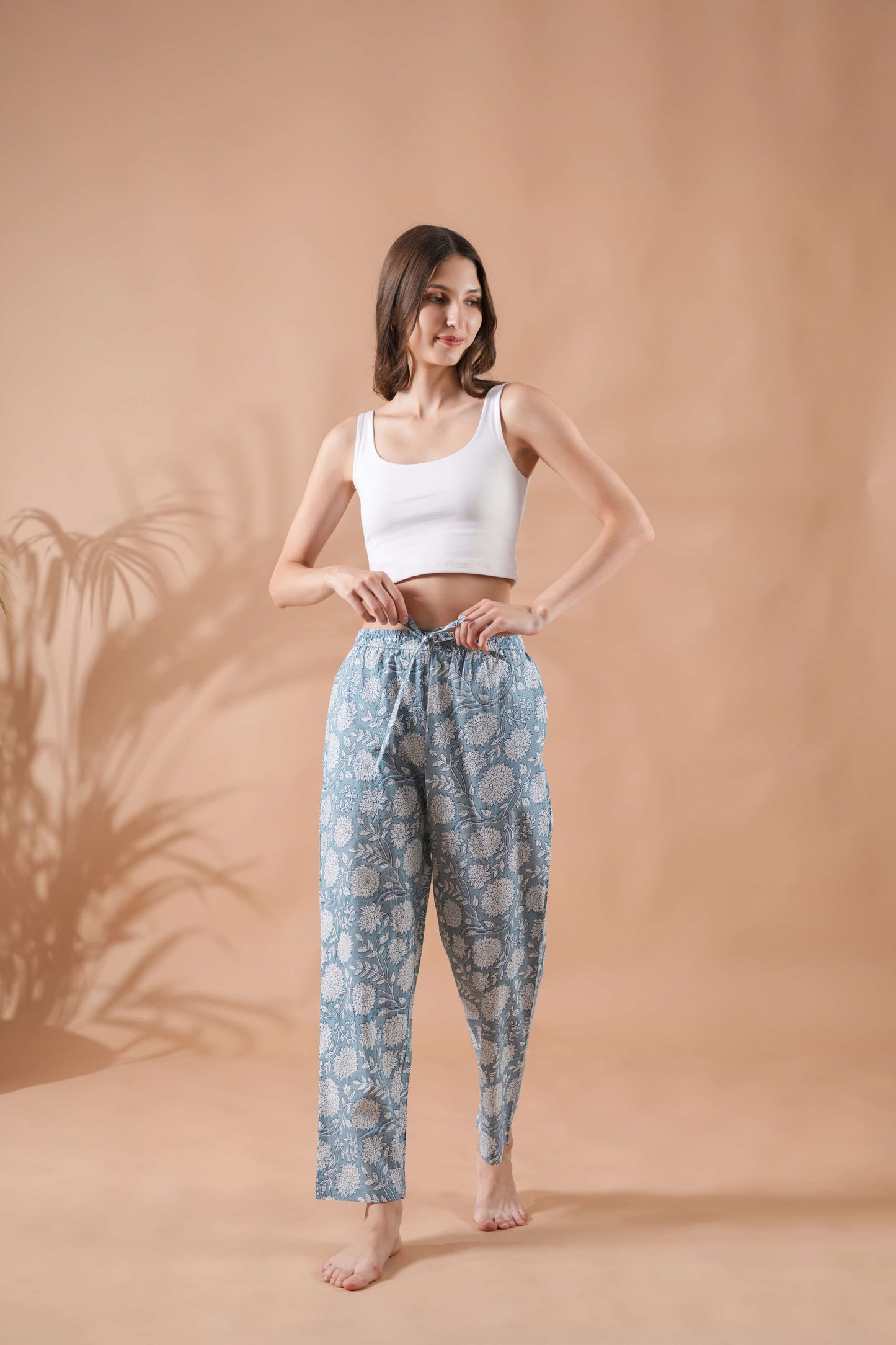 Cotton Pajama Pants Women - Misty Blossom