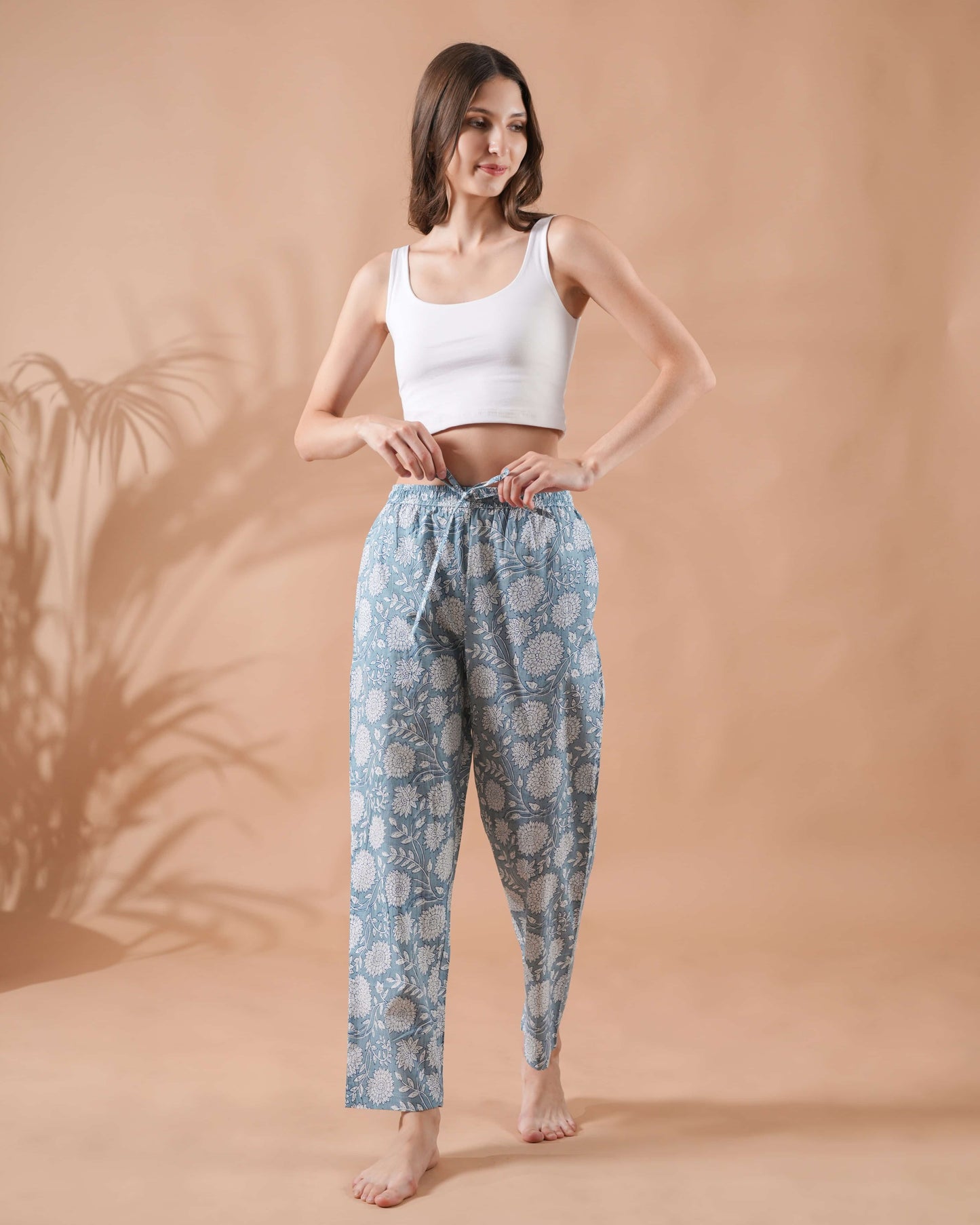 Cotton Pajama Pants Women - Misty Blossom