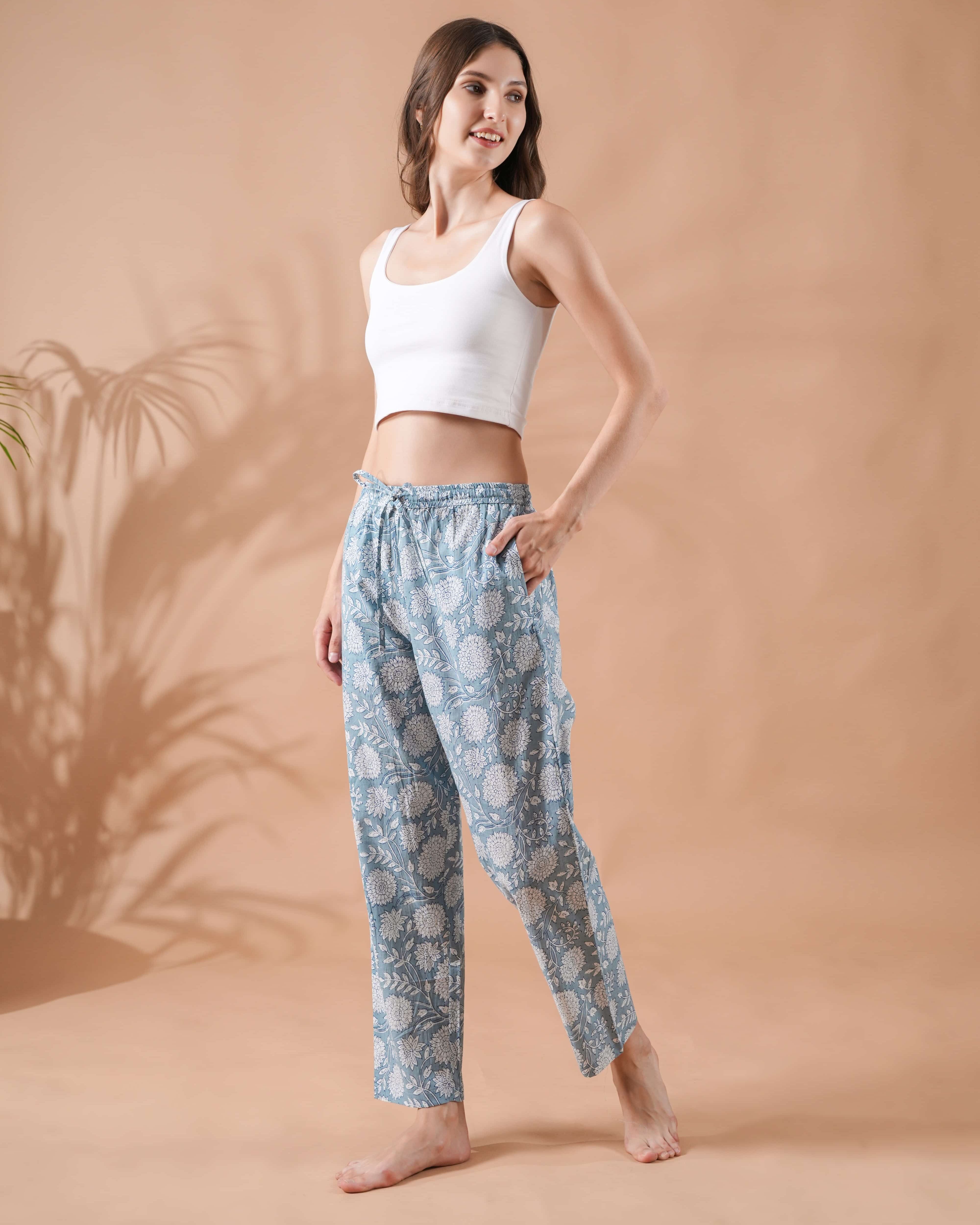 Blue Floral Pants
