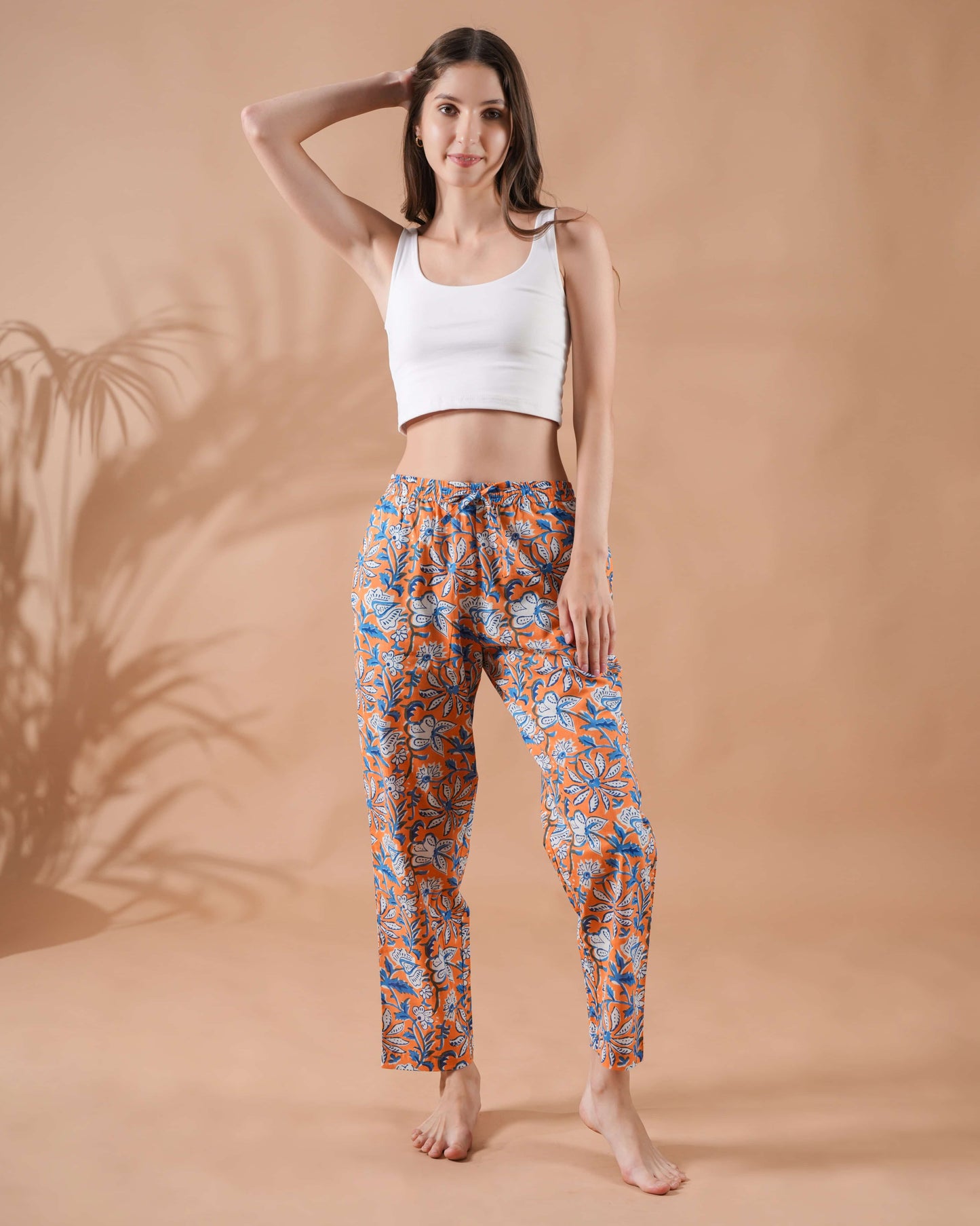 Cotton Pajama Pants Women - Vibrant Vines
