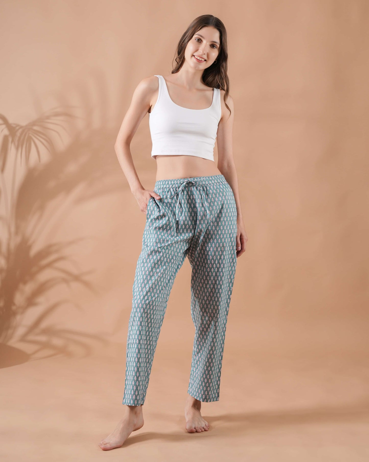 Cotton Pajama Pants Women - Festive Fir