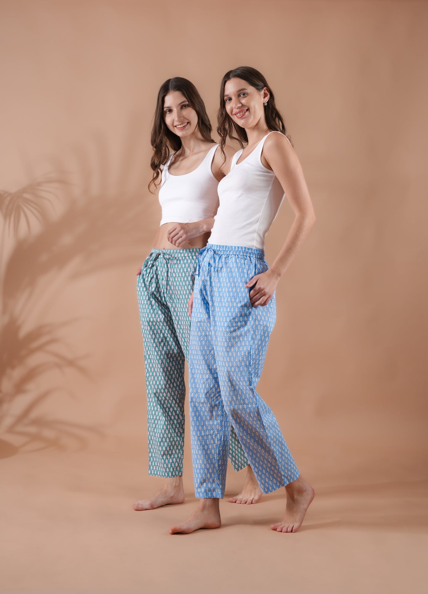 Cotton Pajama Pants Women - Tranquil Blue